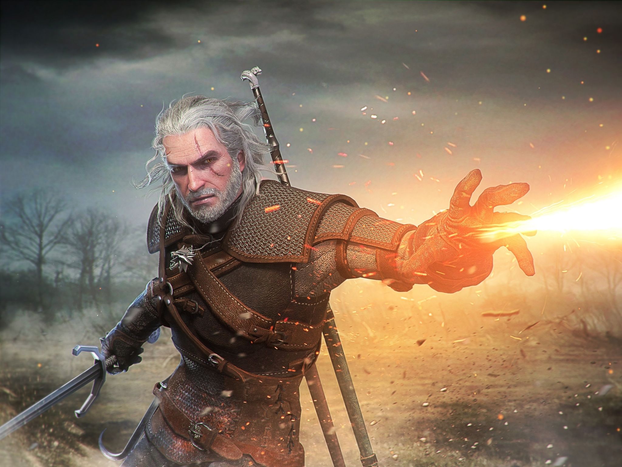 Geralt di Rivia, The Witcher 3, 2048x1536 alta risoluzione, Laptop