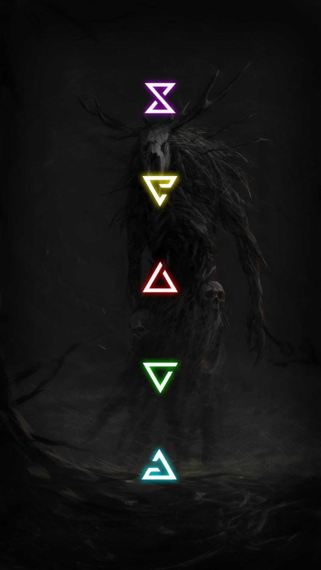 Simboli segni Witcher neon, 1080x1920 Verticale, Motorola