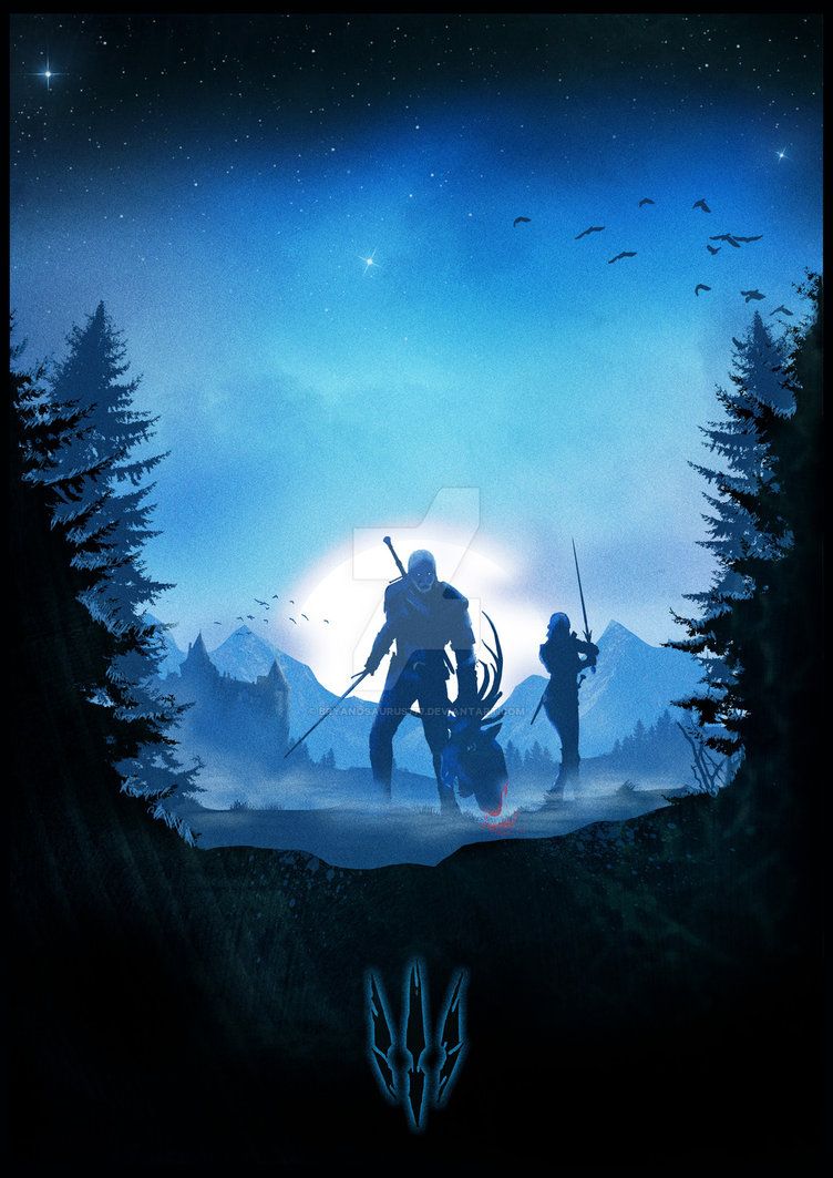 Geralt silhouette notte blu, 752x1063 Verticale, OnePlus