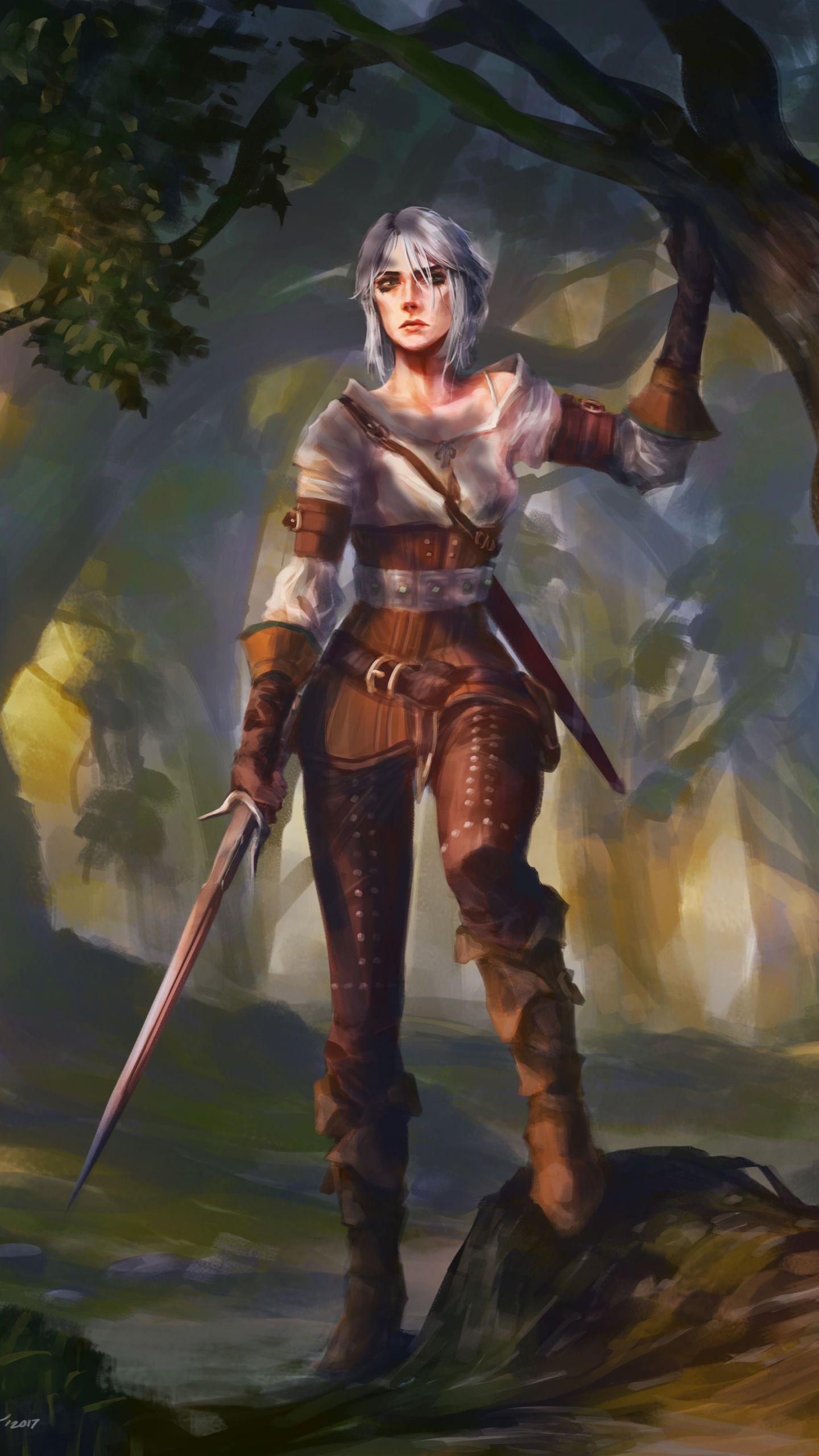 Ciri The Witcher nella foresta, 1440x2560 Verticale, Realme