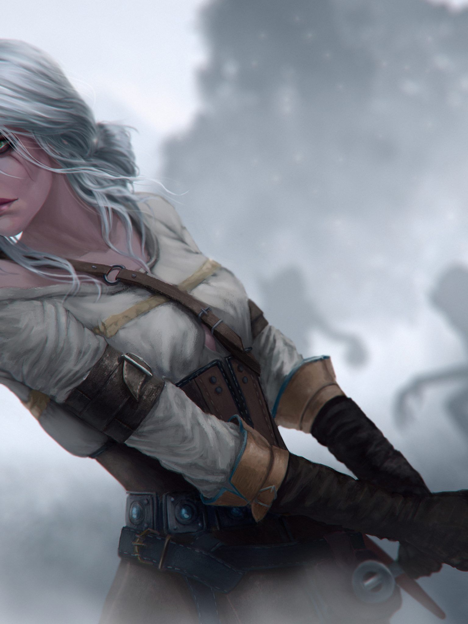 Ciri The Witcher digital art, 1536x2048 Verticale, Samsung Galaxy