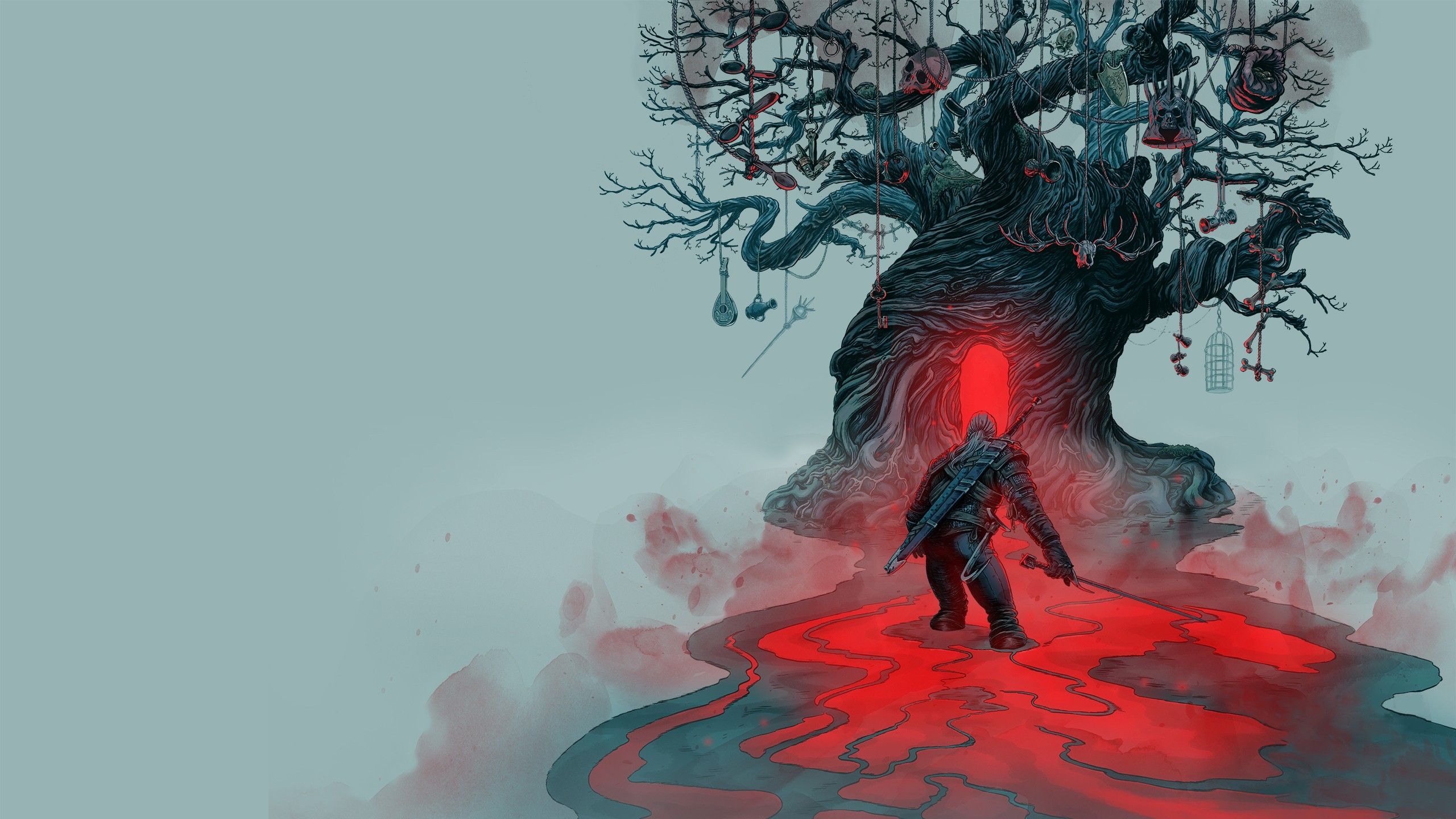 Geralt albero rosso oscuro, 2560x1440 2K QHD, Monitor Gaming