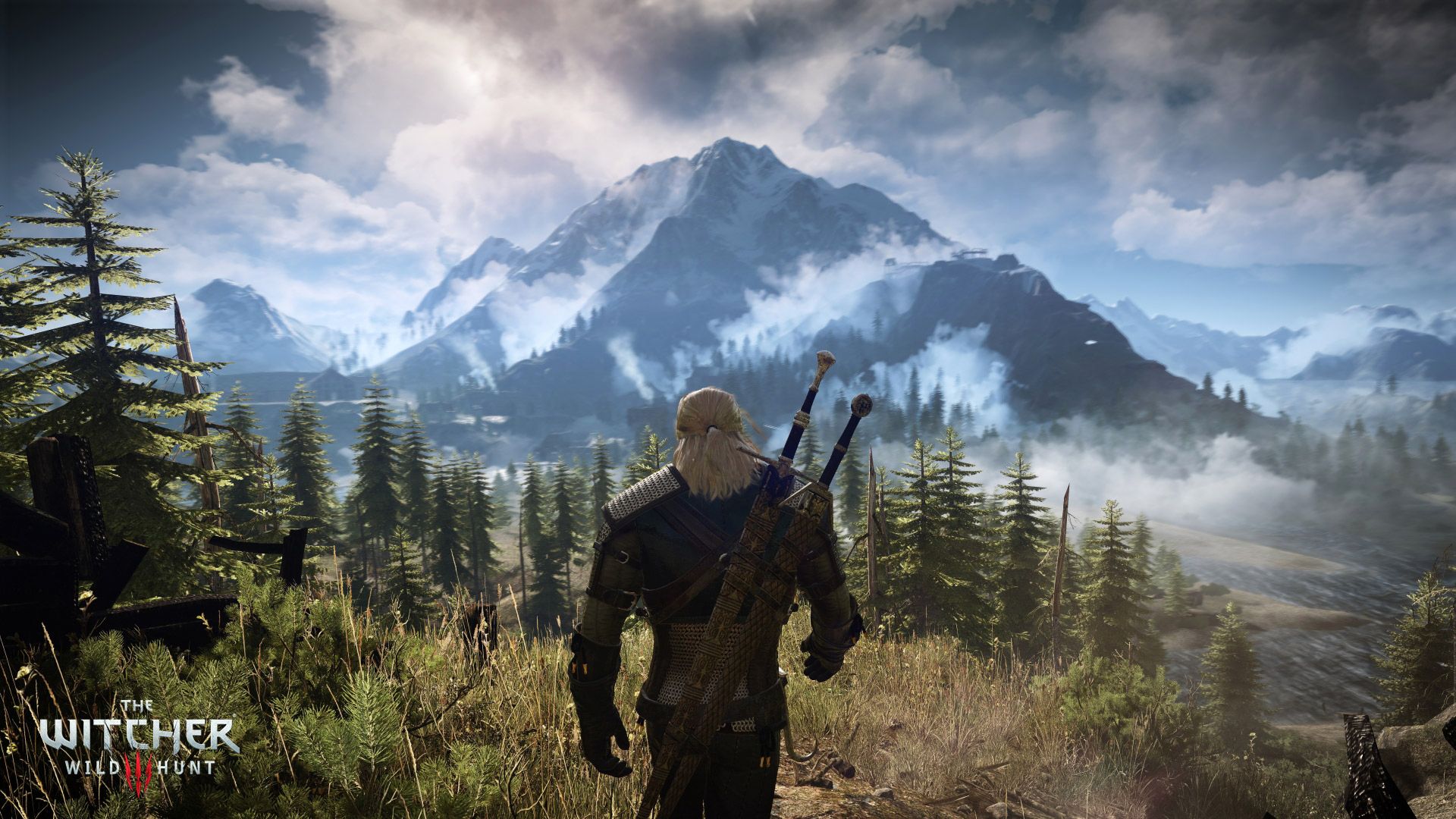 Geralt paesaggio montano Witcher 3, 1920x1080 Full HD 1080p, PC Desktop