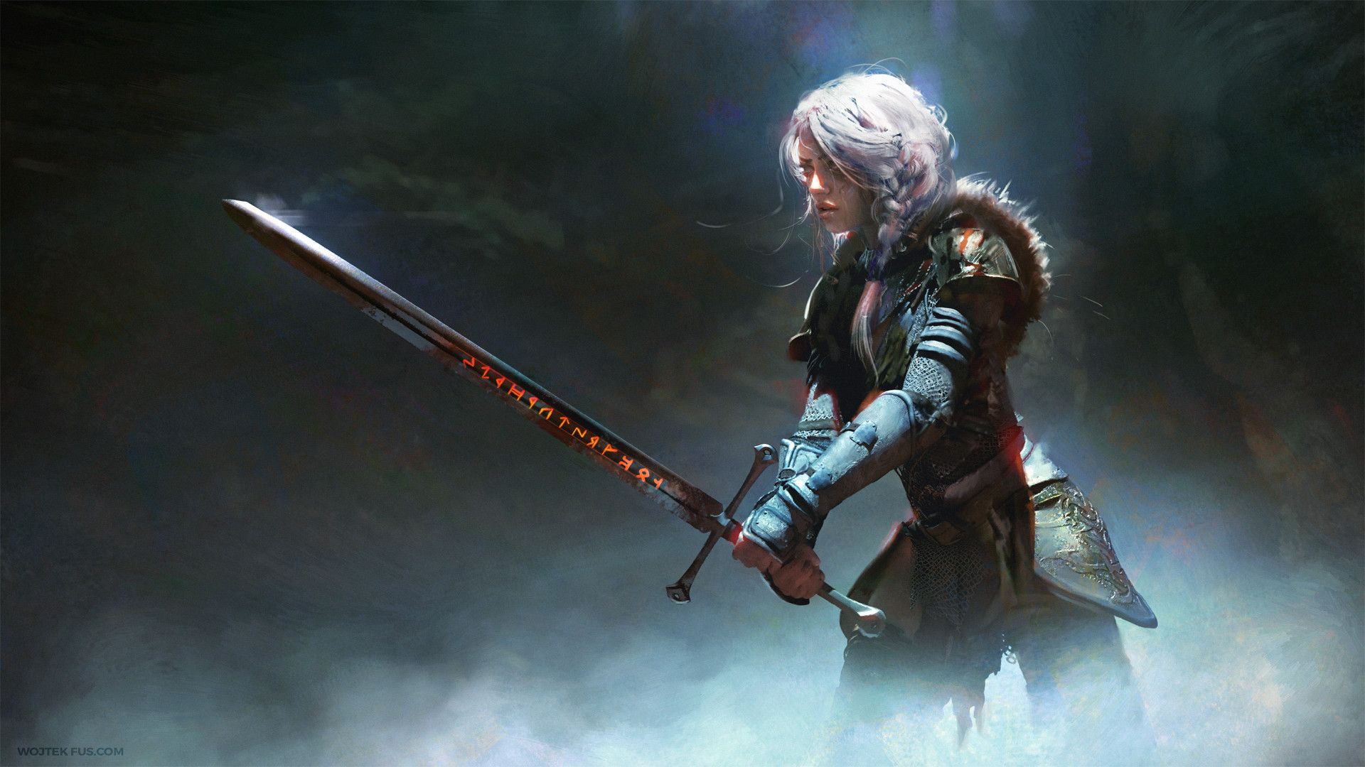 Geralt di Rivia con spada, 1920x1080 Full HD 1080p, PC