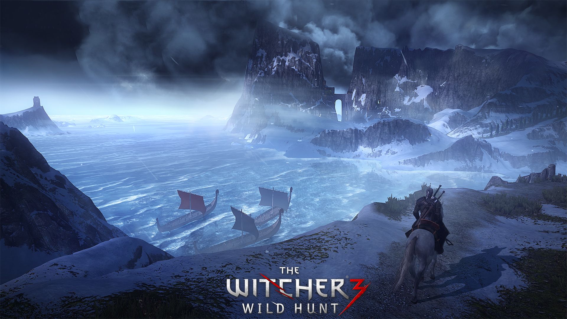 Geralt a cavallo, costa nevosa, 1920x1080 Full HD, Desktop