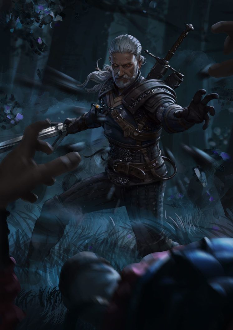 Geralt di Rivia combattimento, 748x1058 Verticale, Telefono