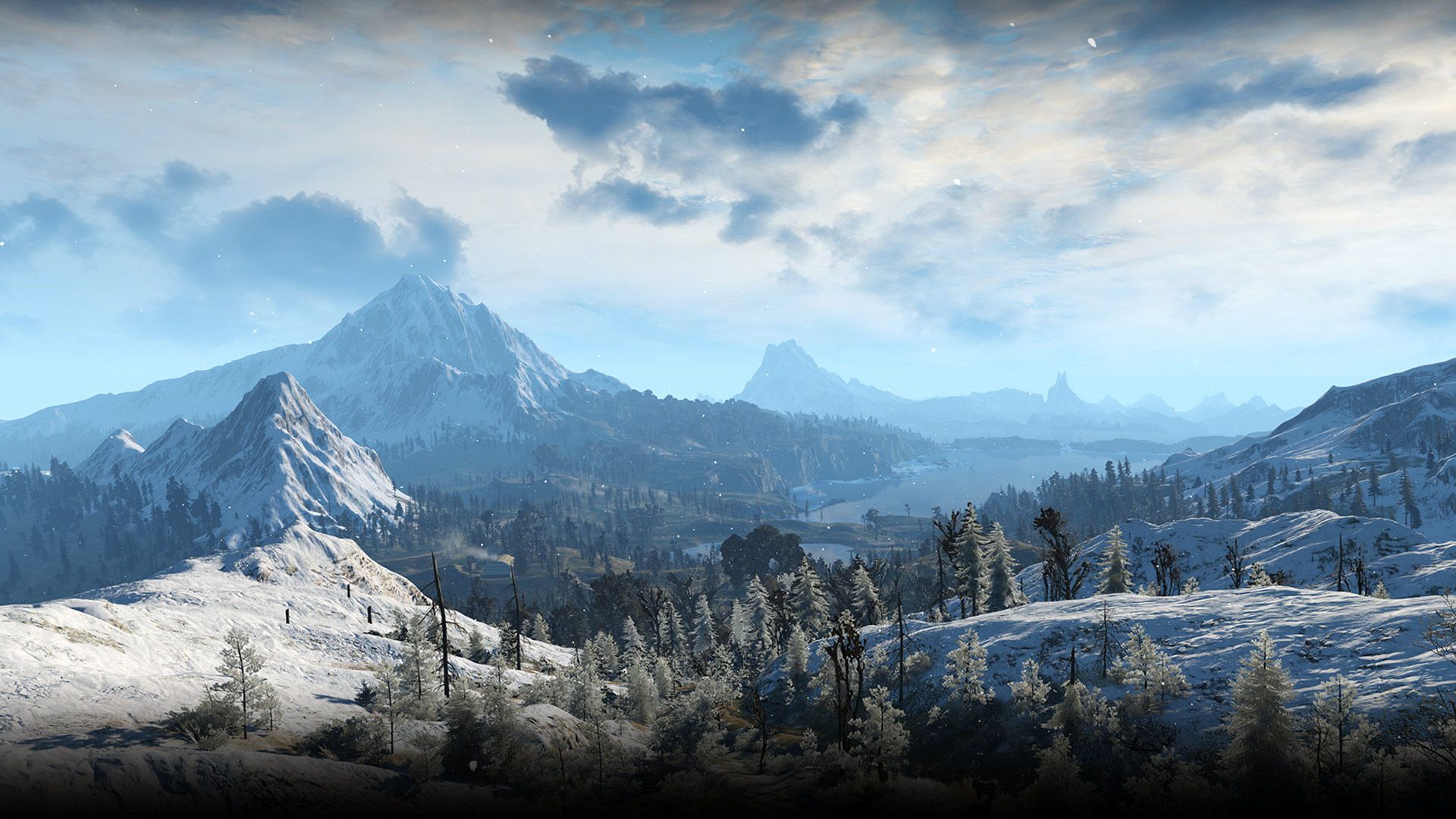 Paesaggio montano innevato Witcher 3, 1920x1080 1080p, PC