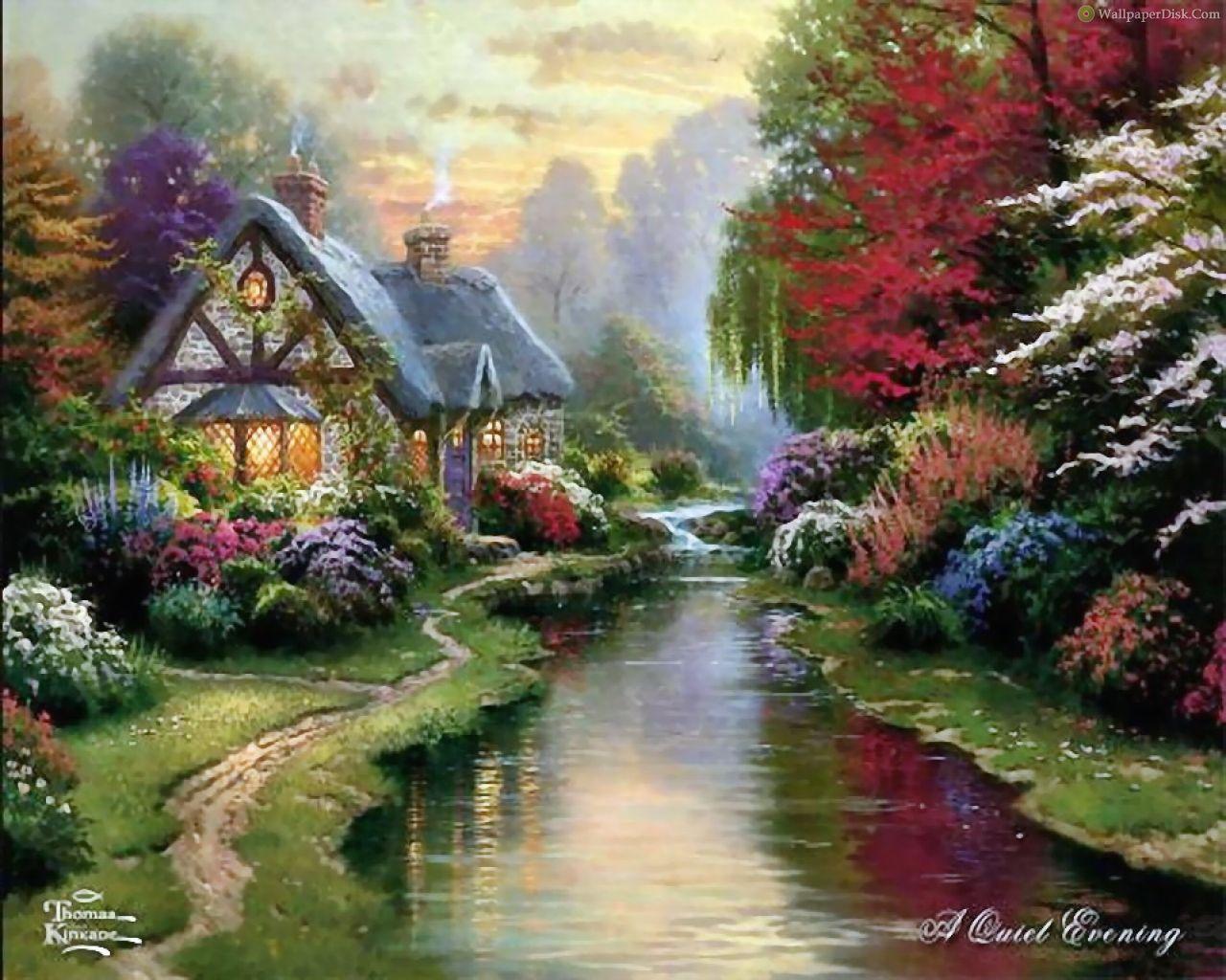 Cottage autunnale con ruscello, 1280x1024 720p, Laptop
