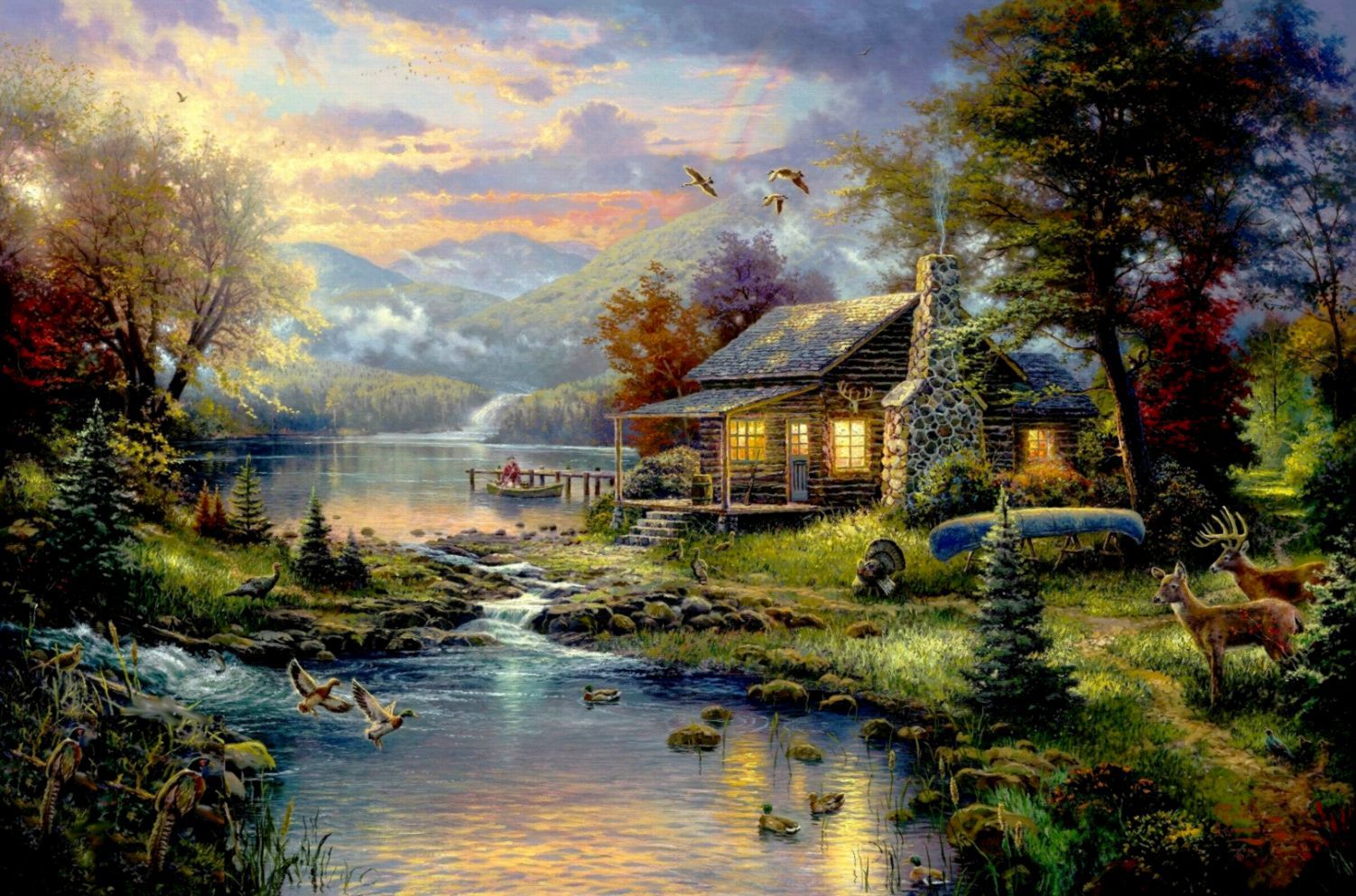 Cottage autunnale sulla costa, 1024x768 HD, PC