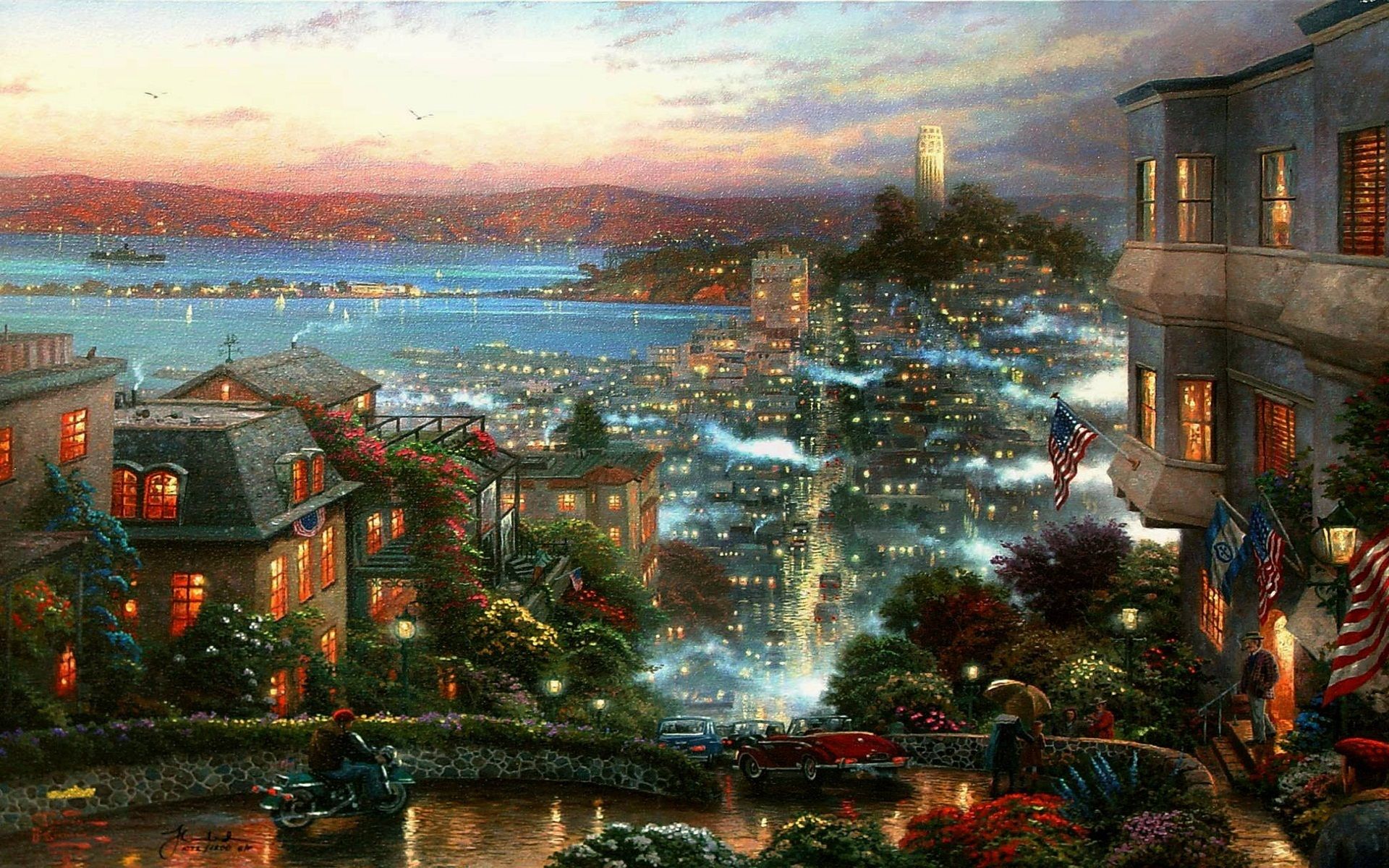 Città costiera al tramonto, 1920x1200 WUXGA, Desktop