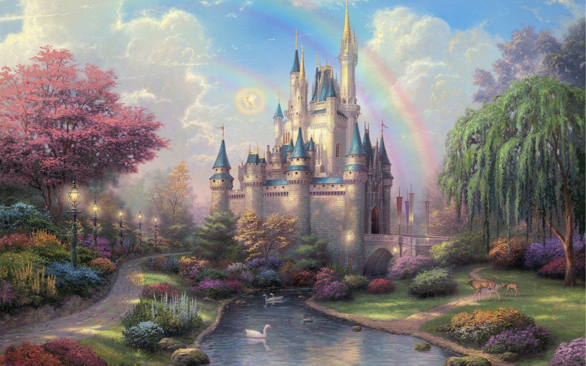 Castello fiabesco con arcobaleno, 1920x1200 Full HD+ WUXGA, Desktop