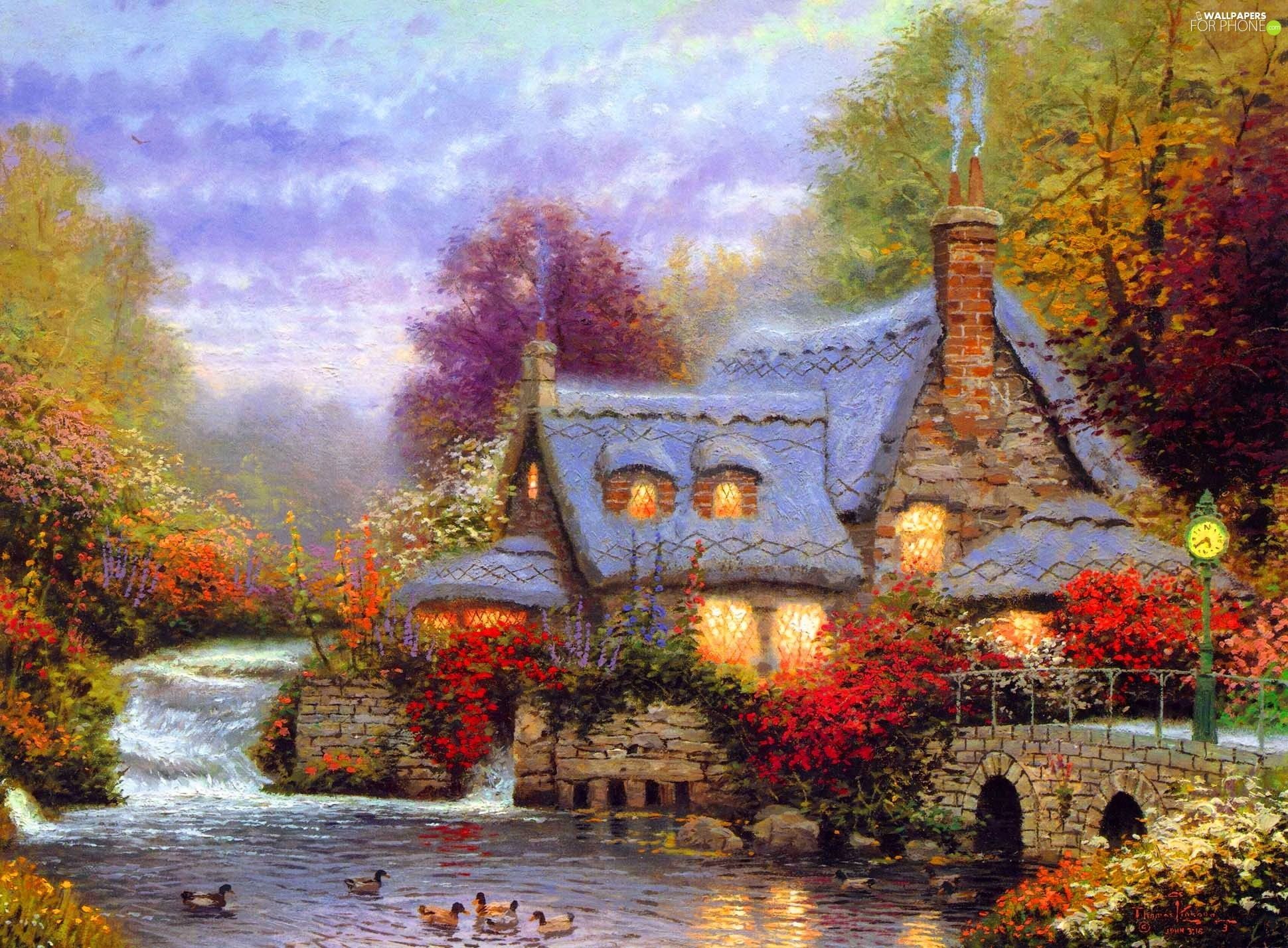 Mulino in pietra autunnale, 1920x1200 WUXGA, PC Desktop