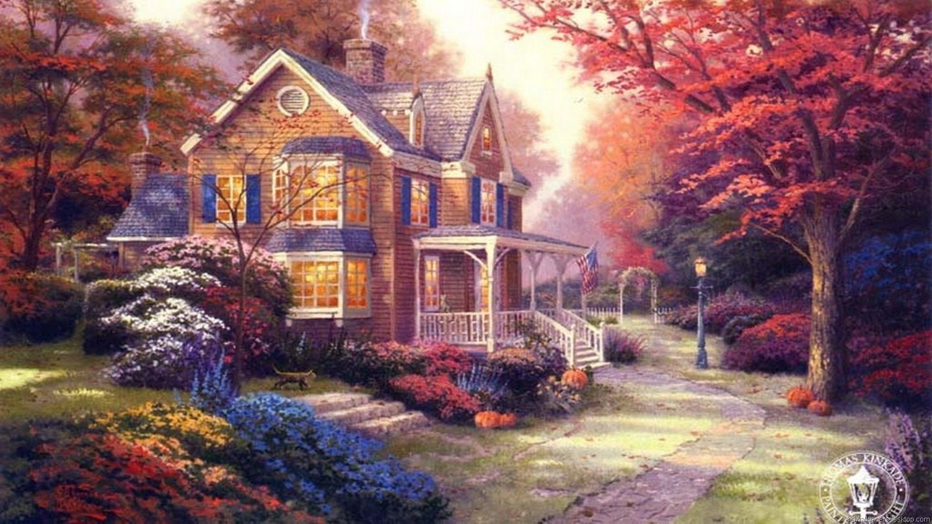 Villaggio autunnale con carrozza, 1332x850 HD, Desktop