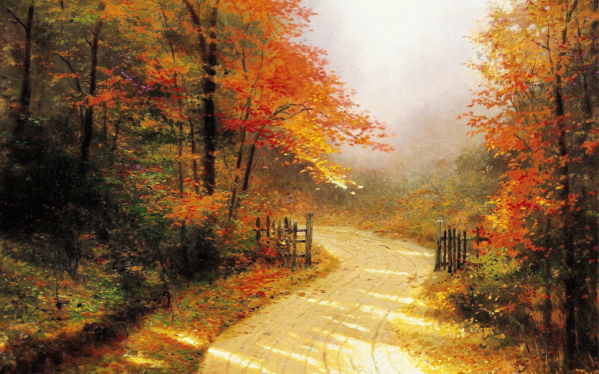 Cottage autunnale con ponte in pietra, 1024x768 HD, PC Desktop