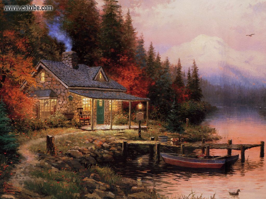 Cottage innevato tramonto, 1920x1200 Full HD+, PC Desktop