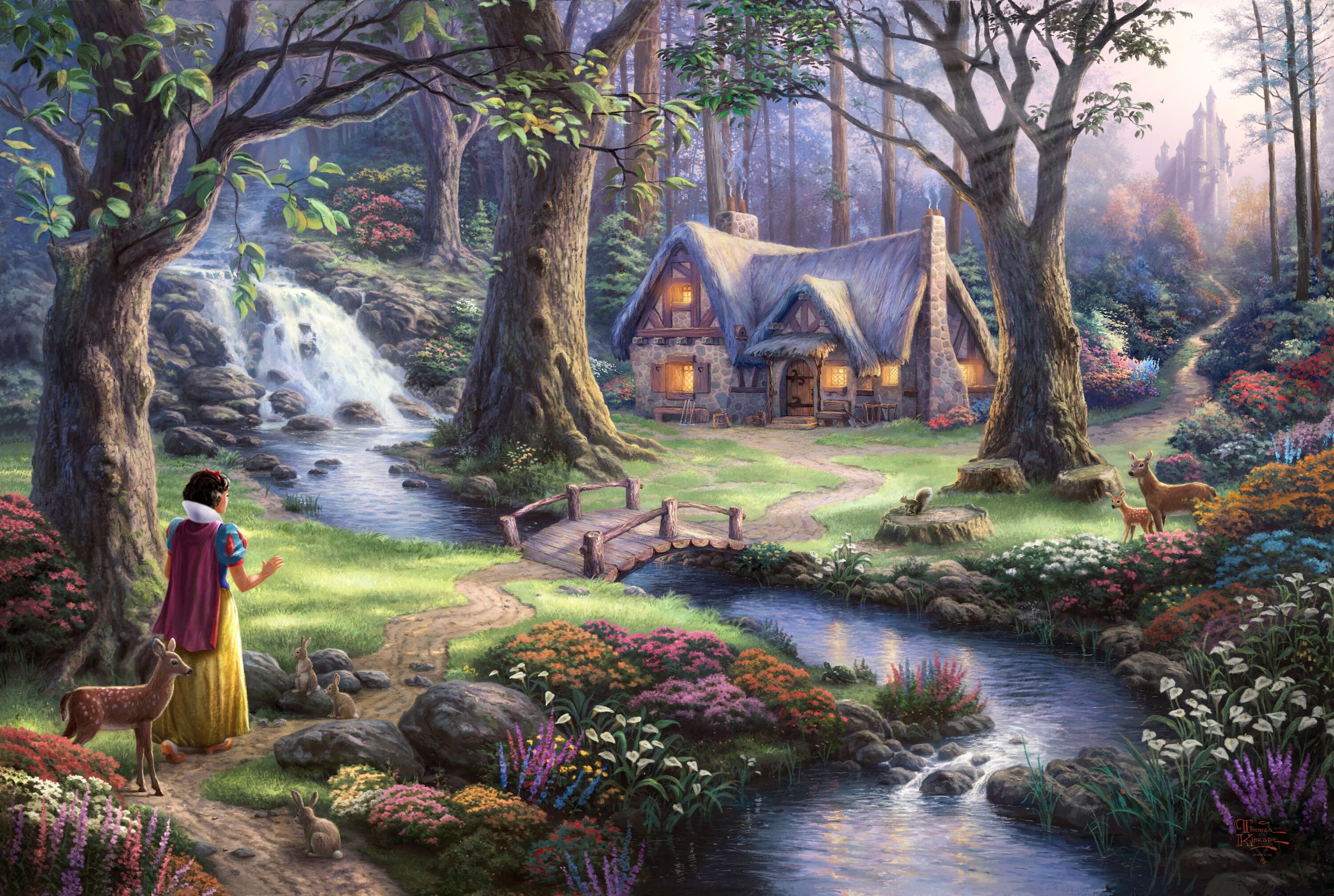 Biancaneve cottage nel bosco, 3000x2016 2K+, PC