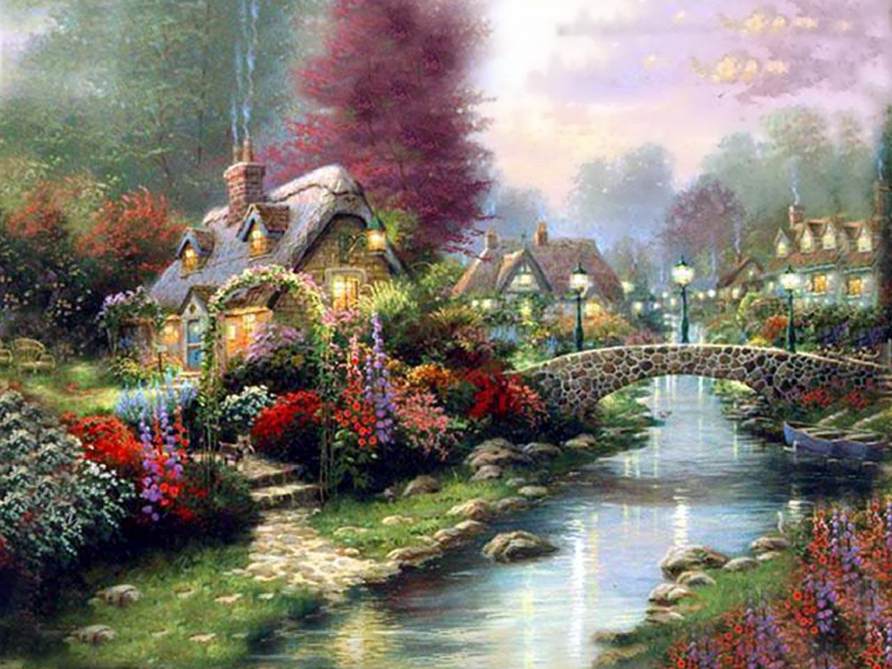 Cottage autunnale con lampione, 1939x1551 WUXGA, Laptop