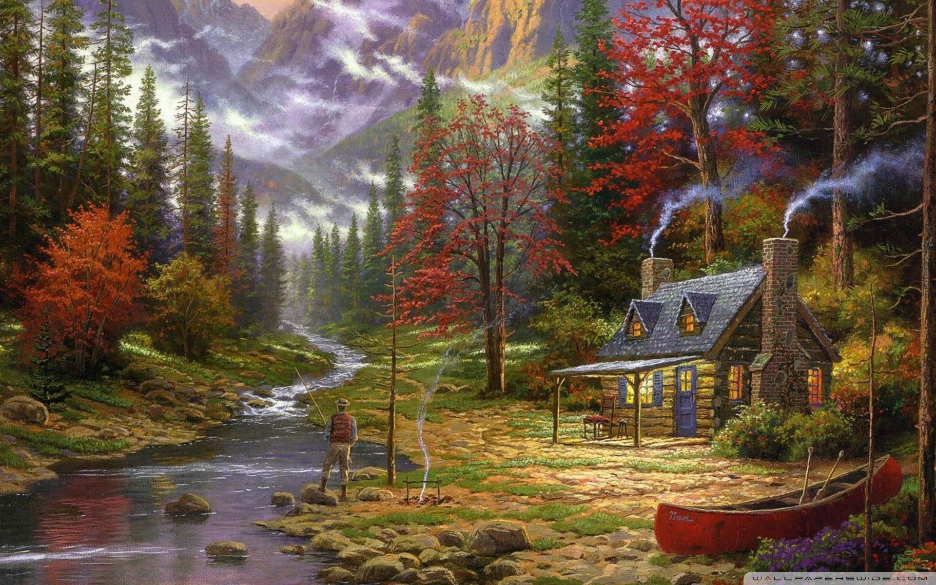 Cottage autunnale con ruscello, 1940x1428 Full HD+ WUXGA, Laptop