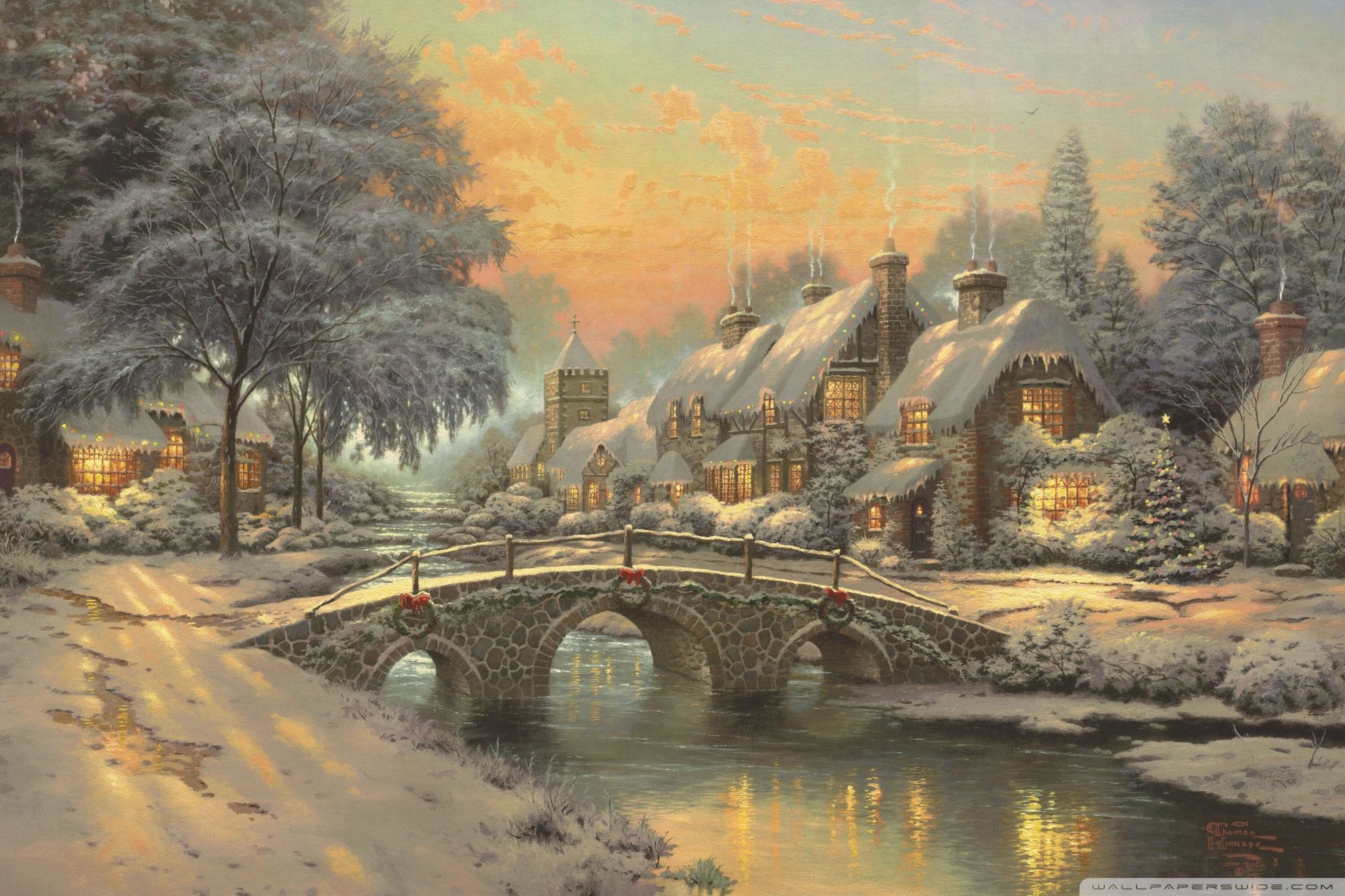 Villaggio innevato con ponte, 2000x1333 Hi-Res, Laptop