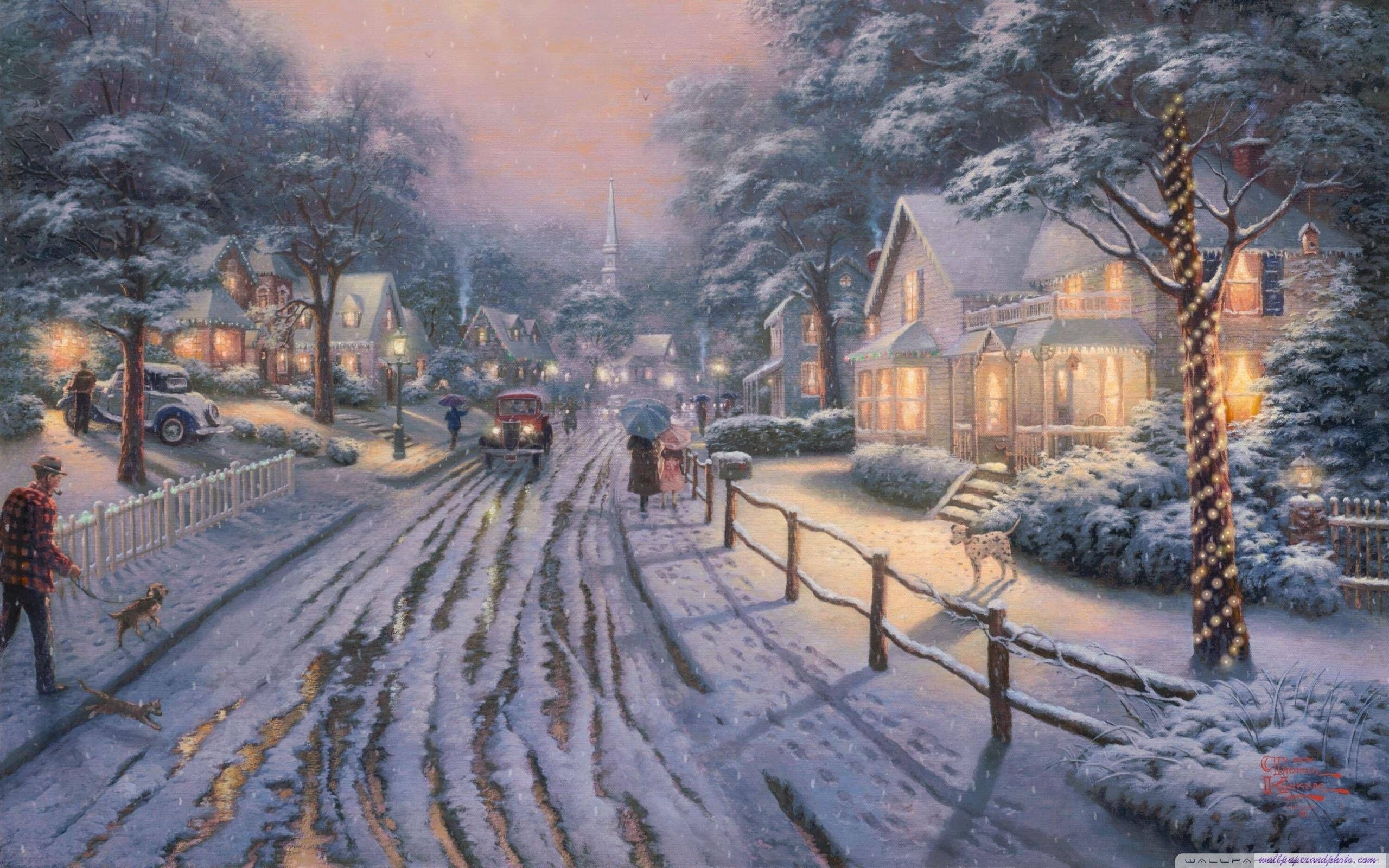 Villaggio innevato natalizio serale, 2560x1600 WQXGA, PC