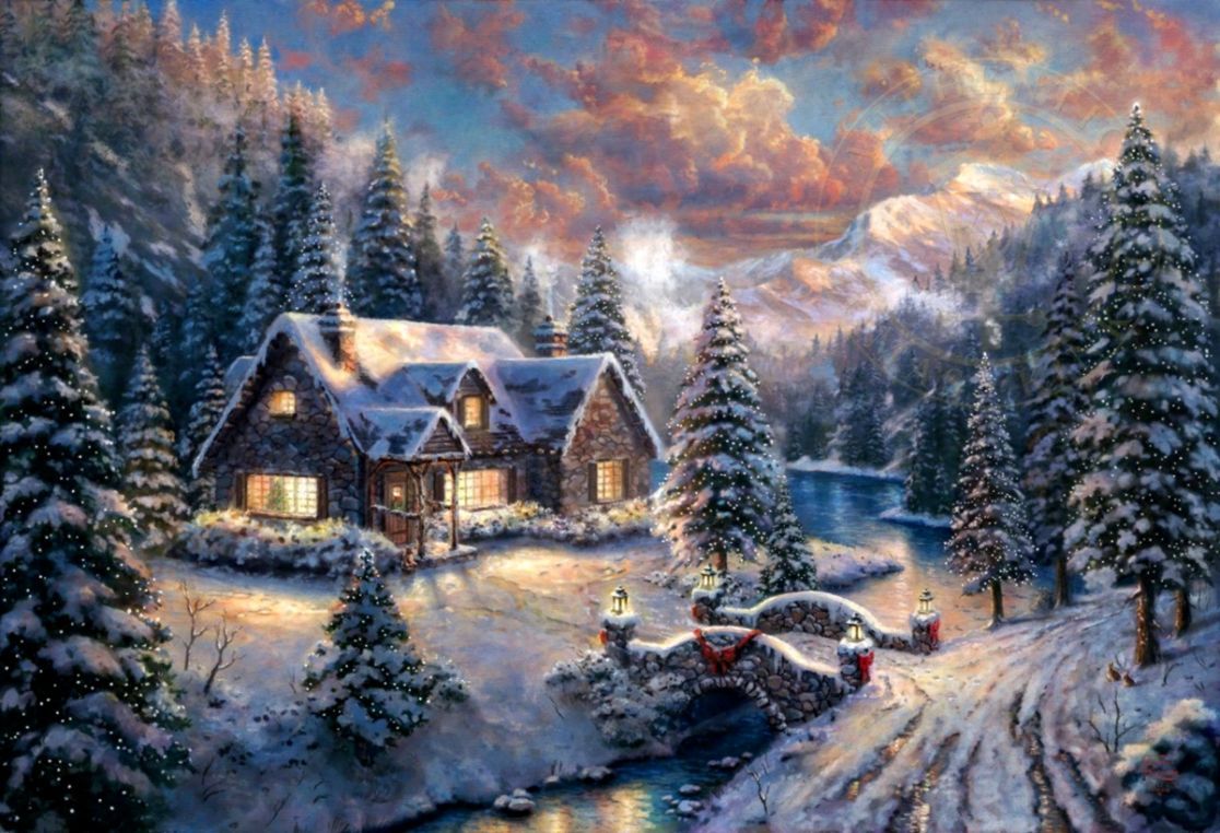 Cottage innevato nel bosco, 1116x762 HD, Laptop