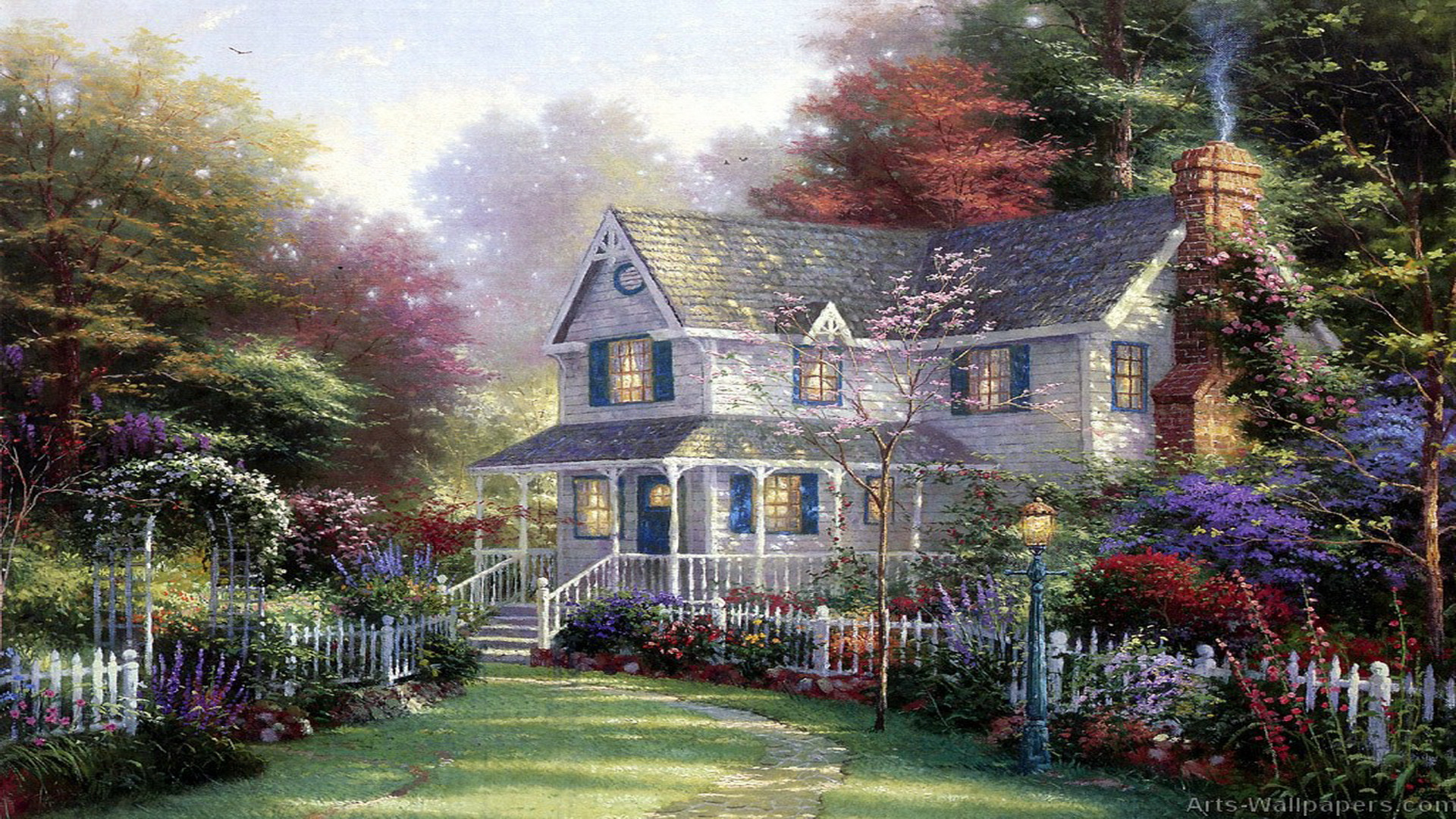 Cottage vittoriano con giardino fiorito, 1920x1080 1080p, Laptop