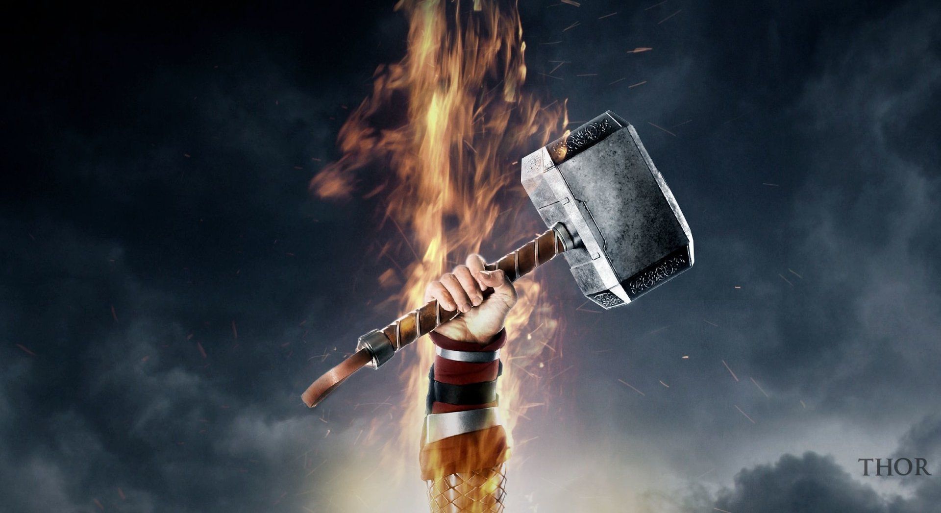 Martello Mjolnir in fiamme, 1920x1047 Full HD 1080p, Desktop