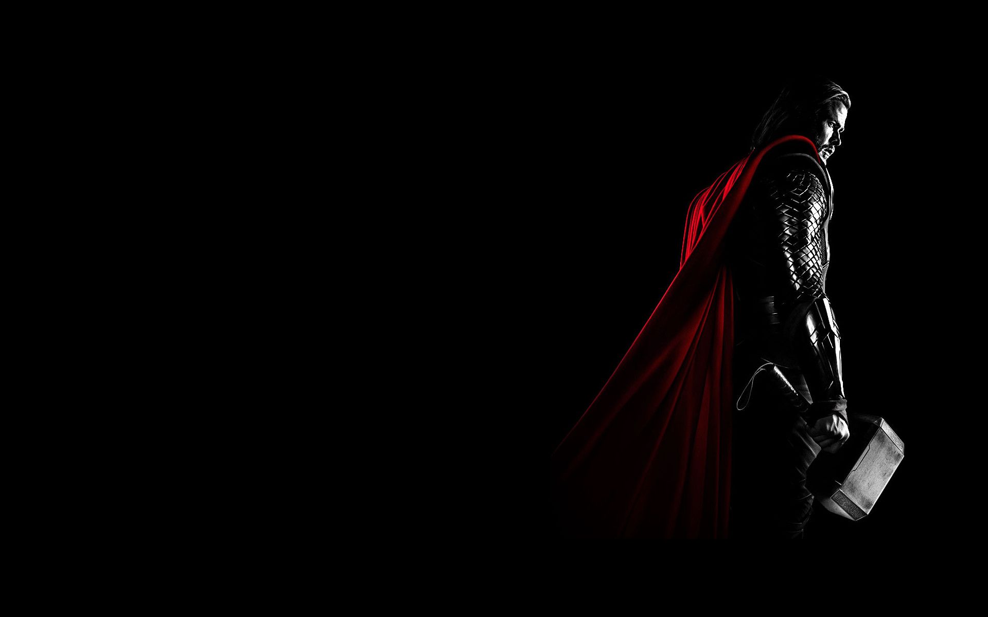 Thor silhouette con mantello rosso, 1920x1200 Full HD+, Desktop