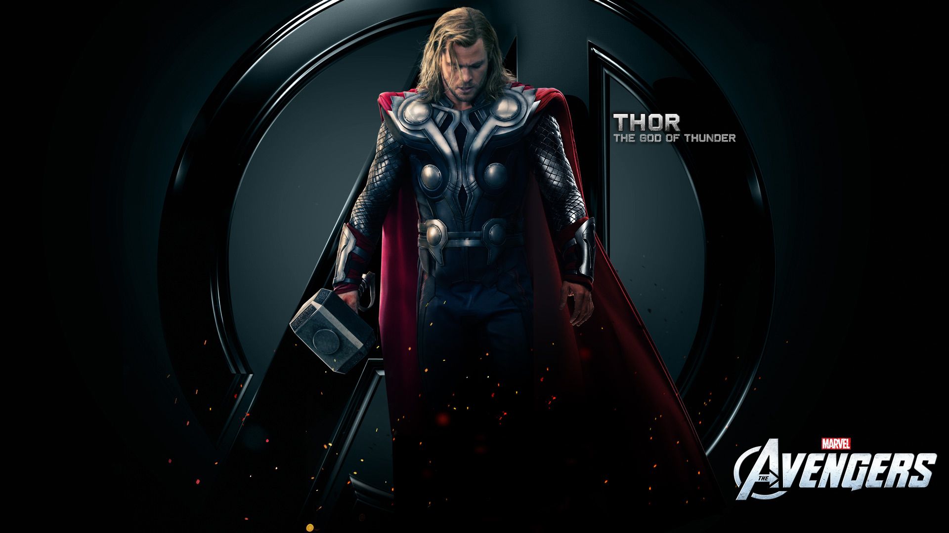 Thor con martello, logo Avengers, 1920x1080 Full HD 1080p, Desktop