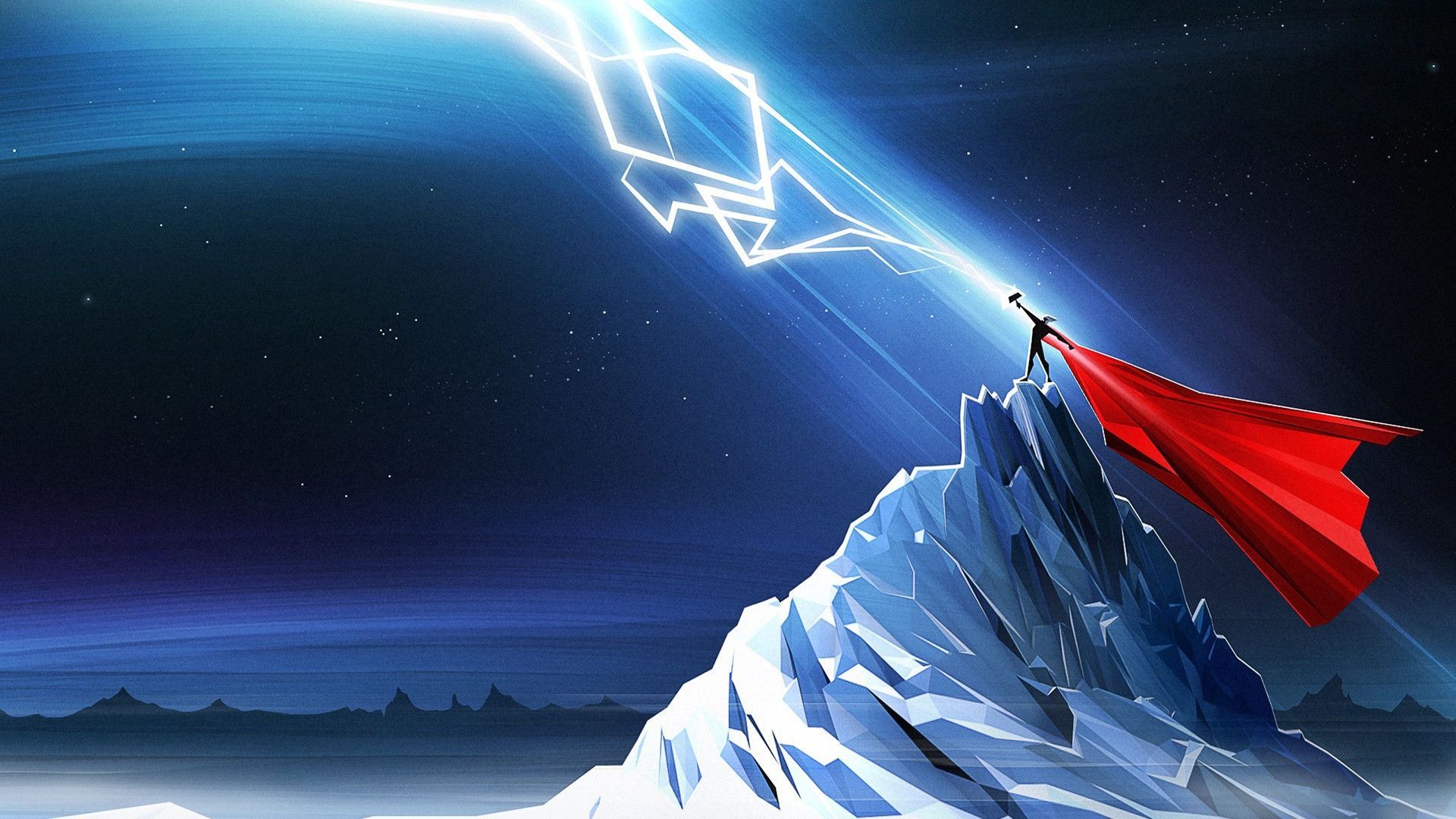 Thor con fulmine sulla montagna, 1920x1080 1080p, PC
