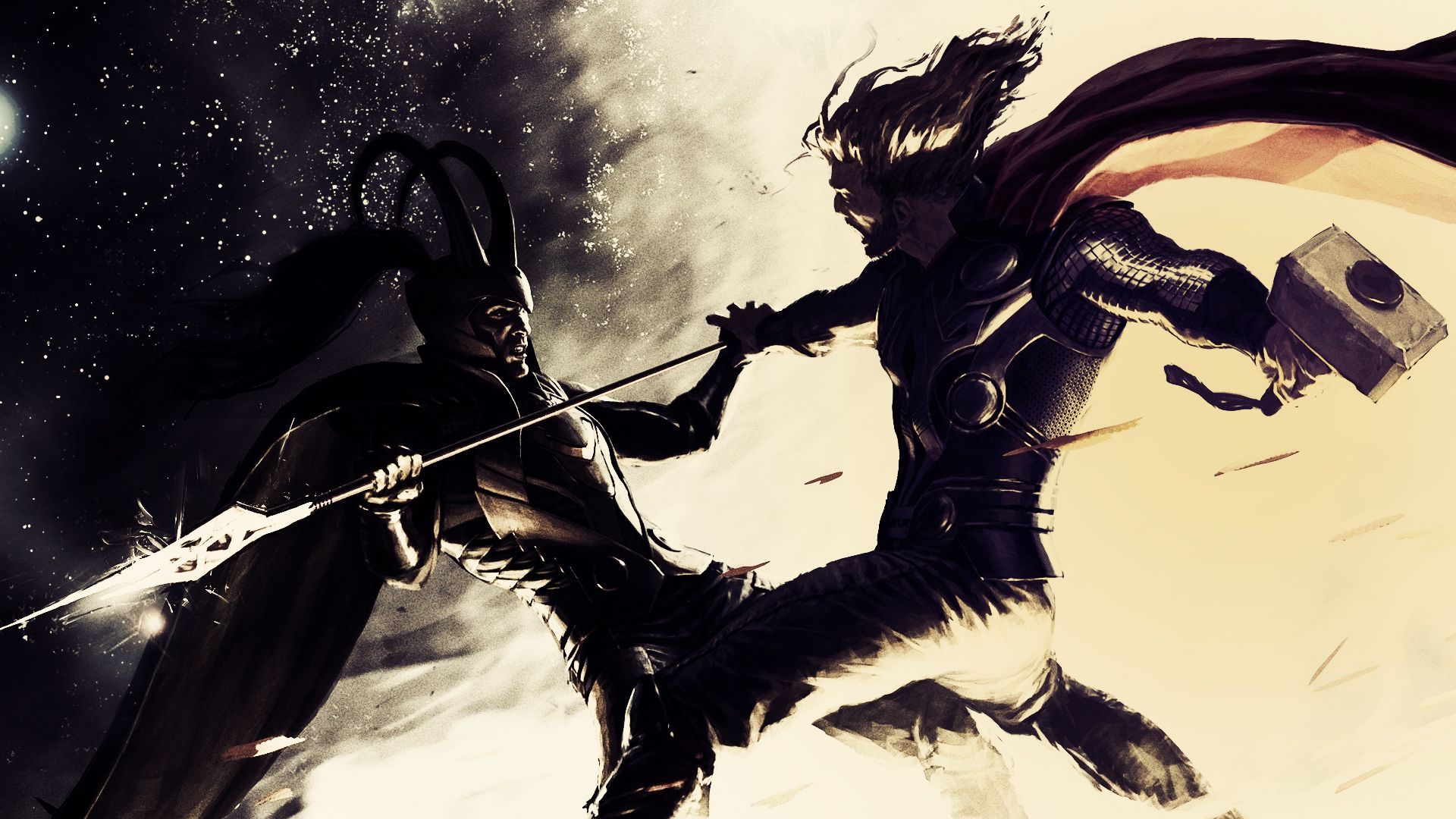 Thor combatte guerriero oscuro, 1920x1080 Full HD 1080p, Monitor Gaming