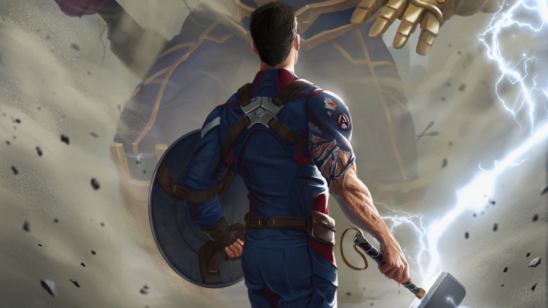 Captain America con martello di Thor, 1920x1080 Full HD, PC