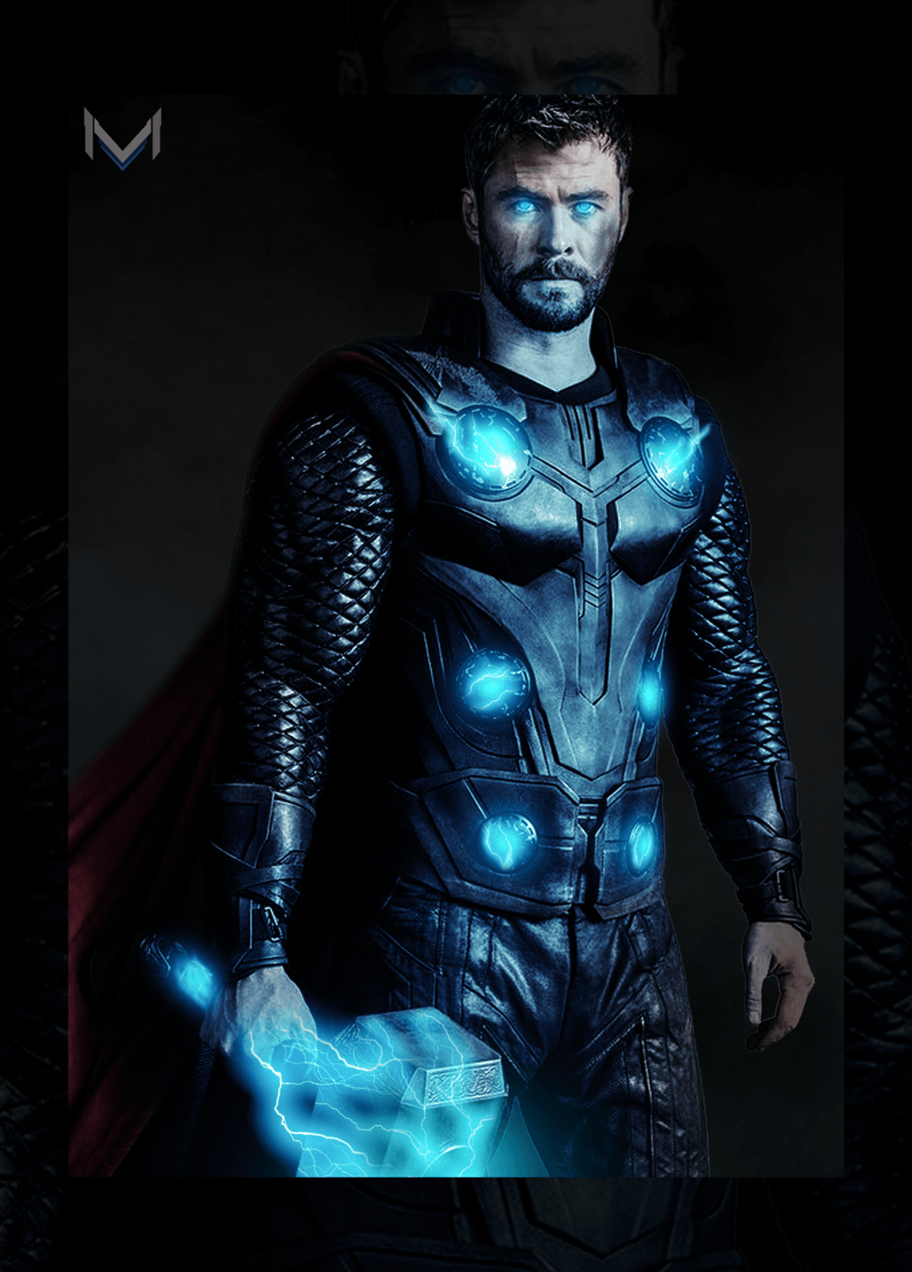Thor con armatura luminosa blu, 1024x1428 Full HD Verticale, Google Pixel