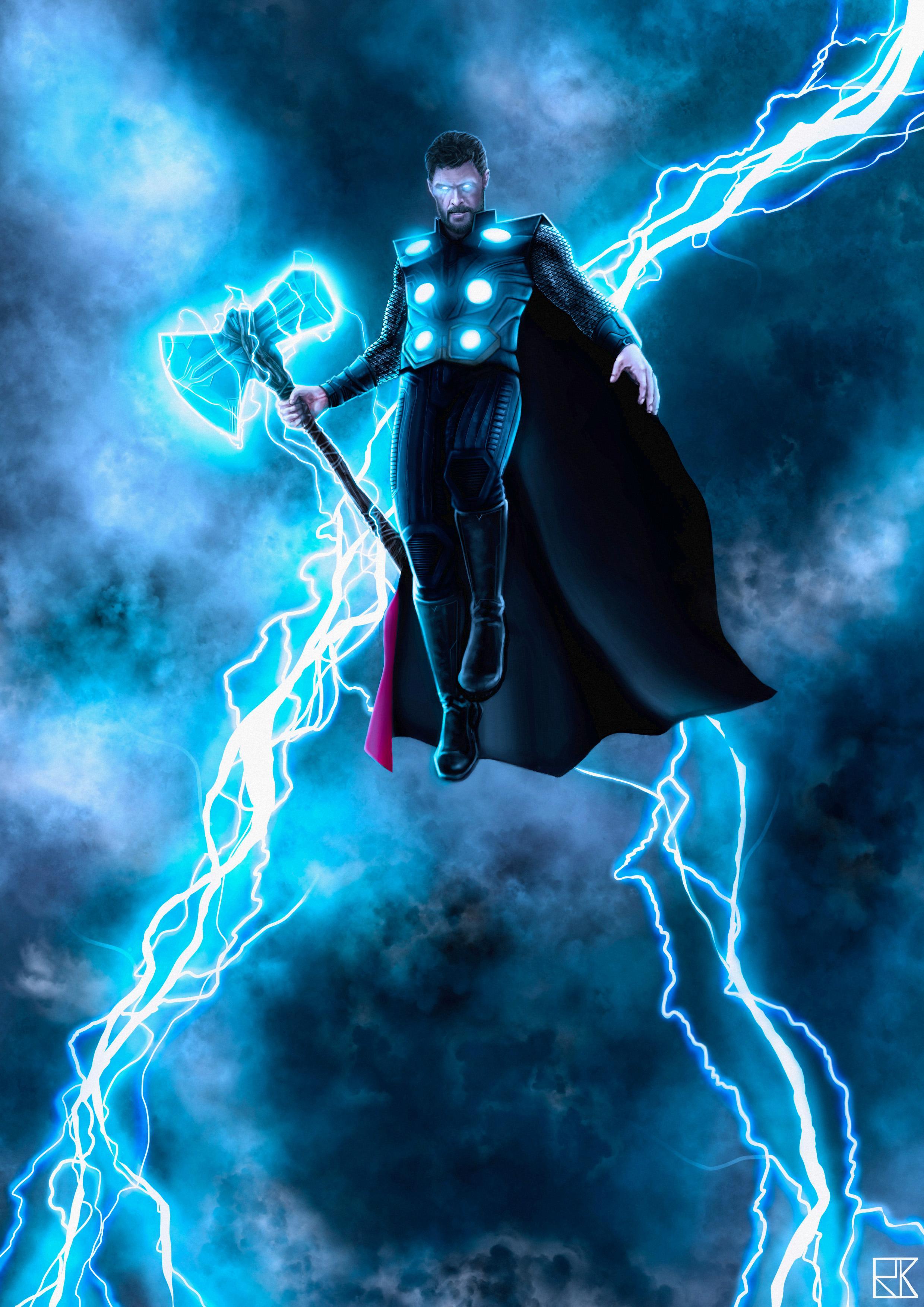 Thor con Stormbreaker e fulmini, 2480x3508 Full HD Verticale, iPhone