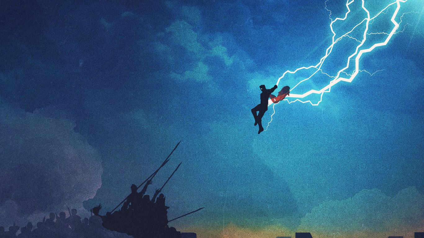 Thor fulmine cielo blu, 1366x768 720p, PC