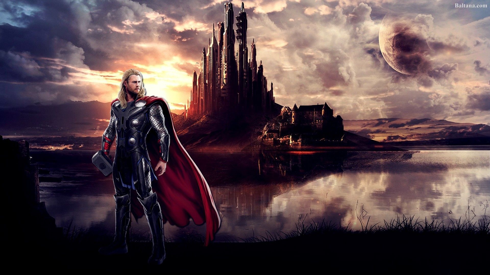 Thor con mantello rosso, Asgard, 1920x1080 1080p, Desktop