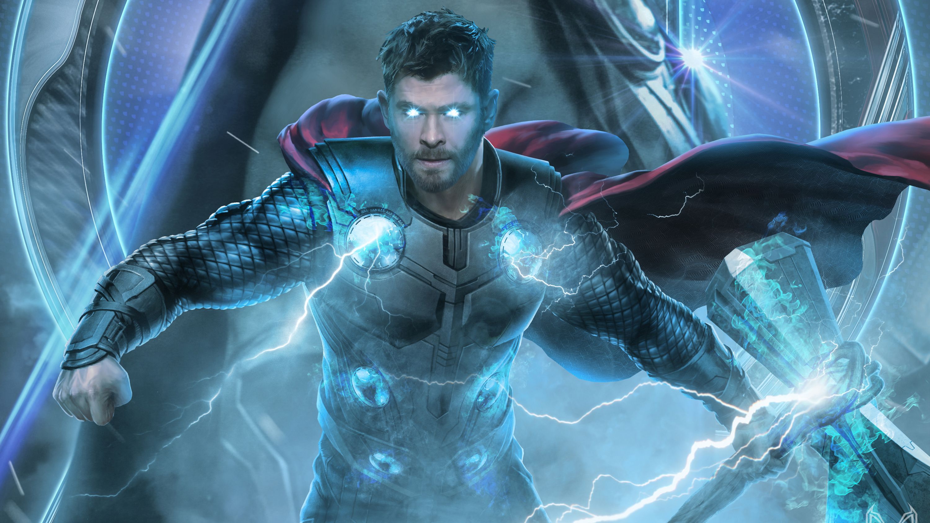 Thor con fulmini blu Endgame, 3000x1688 2K+, PC Desktop