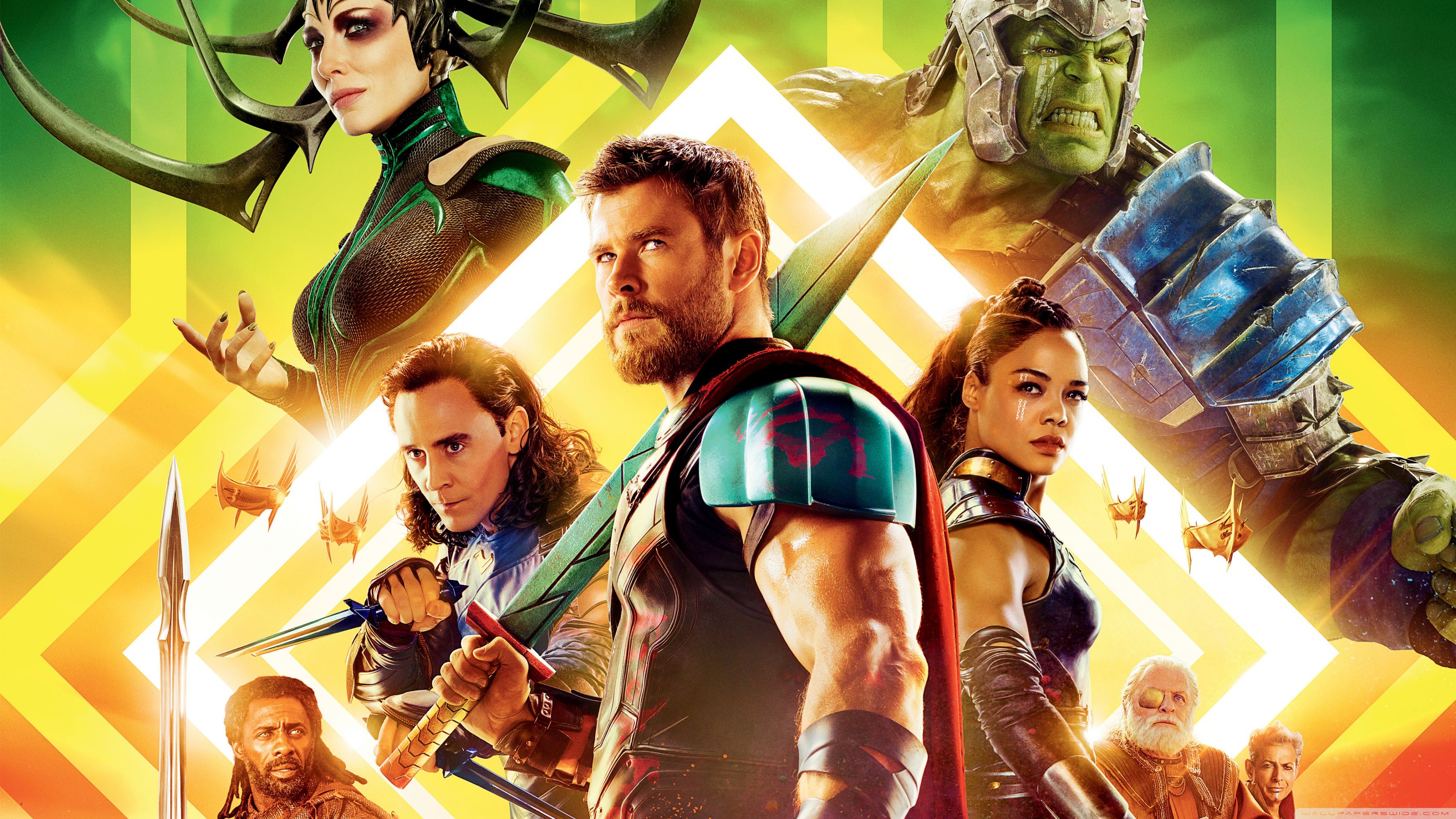 Poster Thor Ragnarok personaggi Marvel, supereroi, 3554x1999 2K+, Desktop
