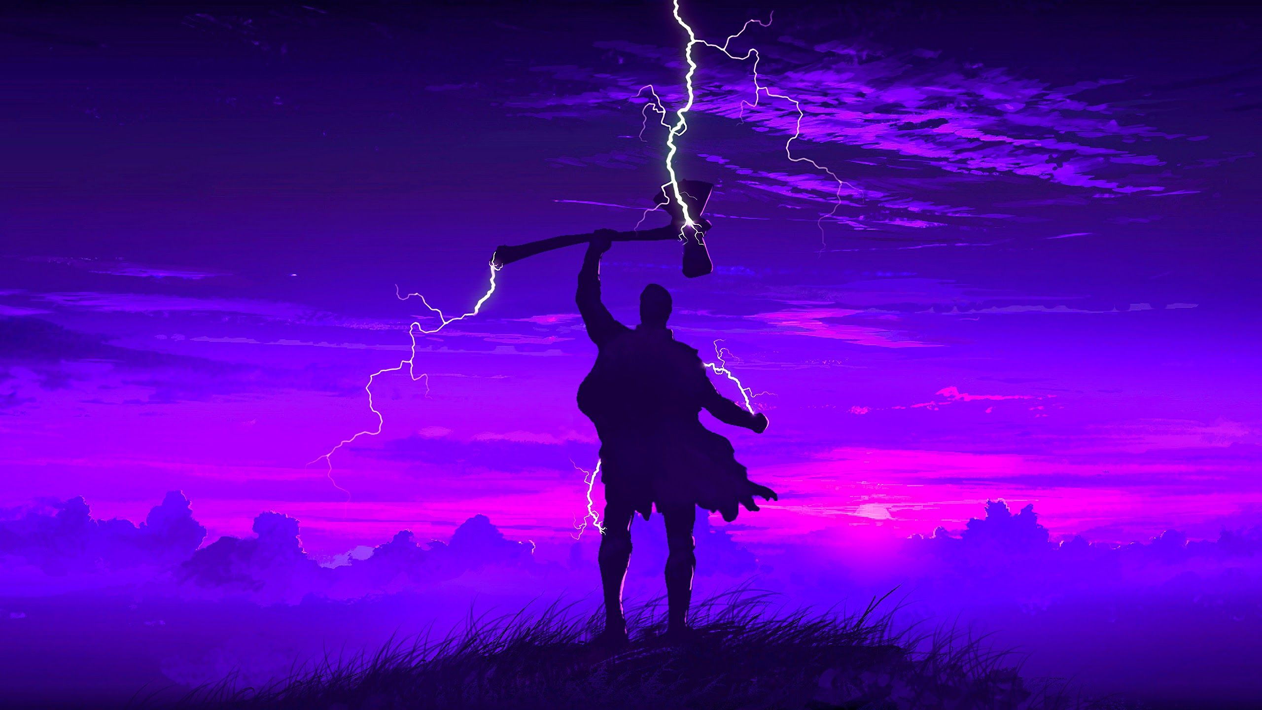Thor con Stormbreaker fulmini viola, 2560x1440 QHD, PC