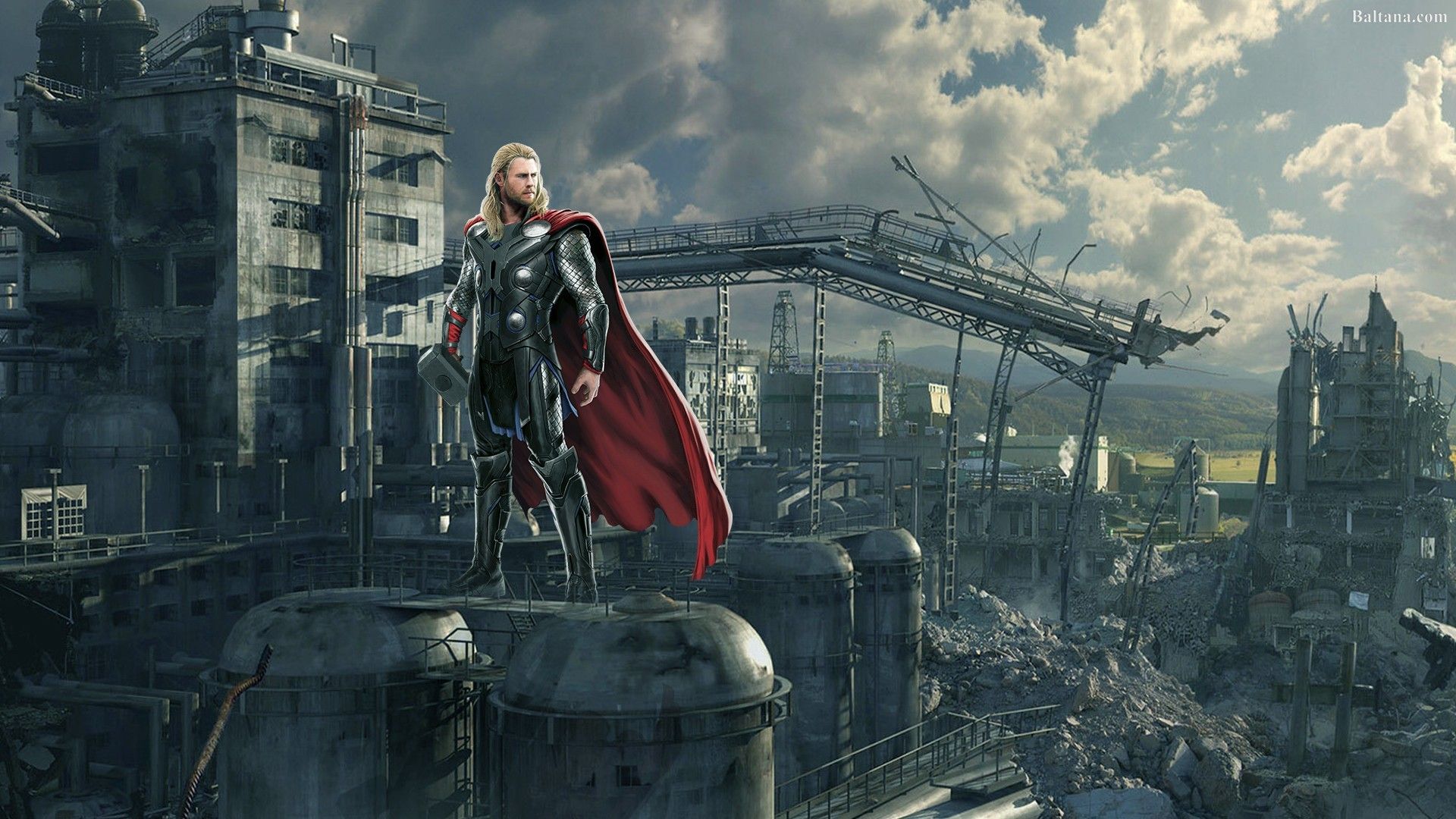 Thor su rovine industriali, 1920x1080 Full HD 1080p, PC