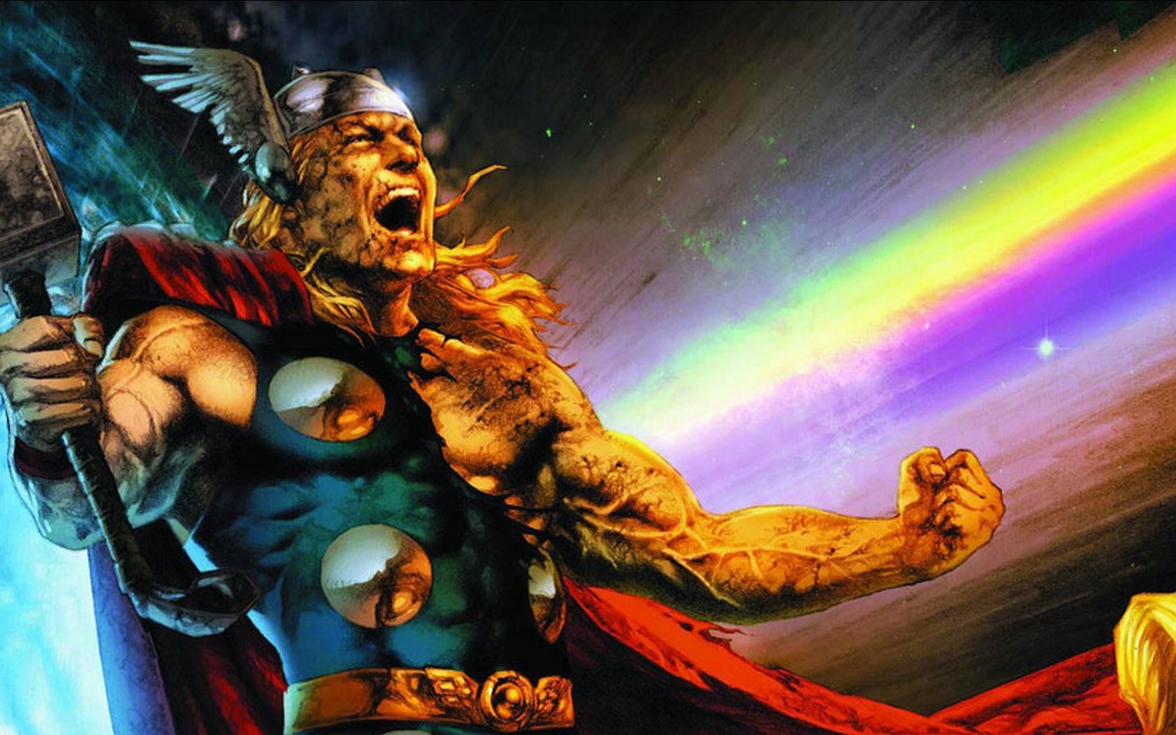 Thor con martello, arcobaleno, 1680x1050 900p, Desktop