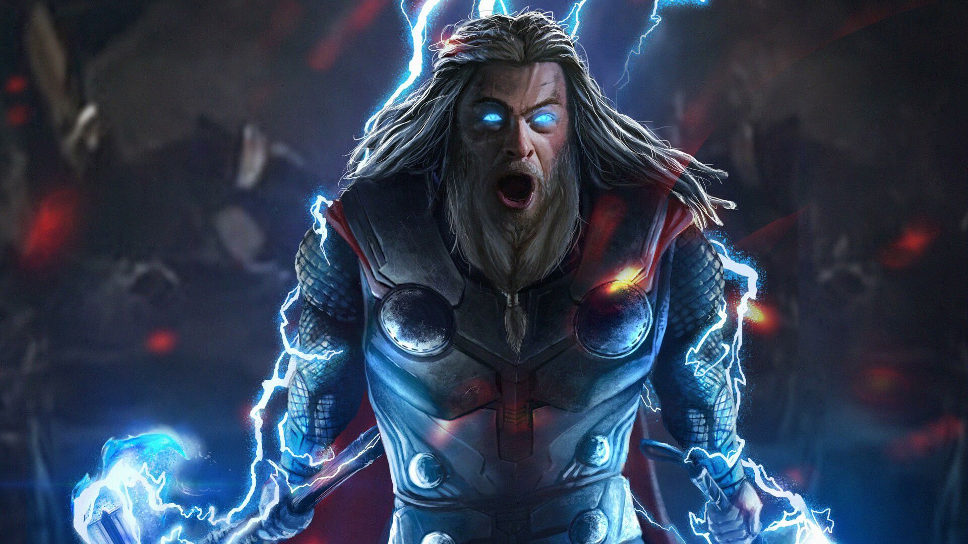 Thor con fulmini blu, 1920x1080 1080p, Desktop