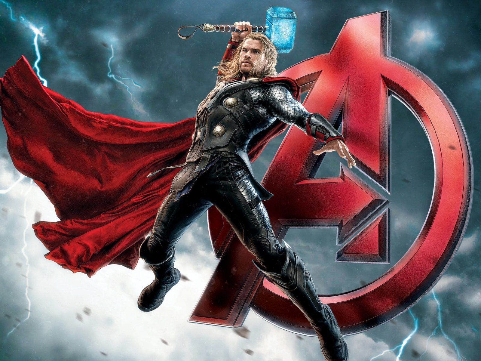 Thor con martello, logo Avengers, Marvel, 1600x1200 HD Ready, Desktop