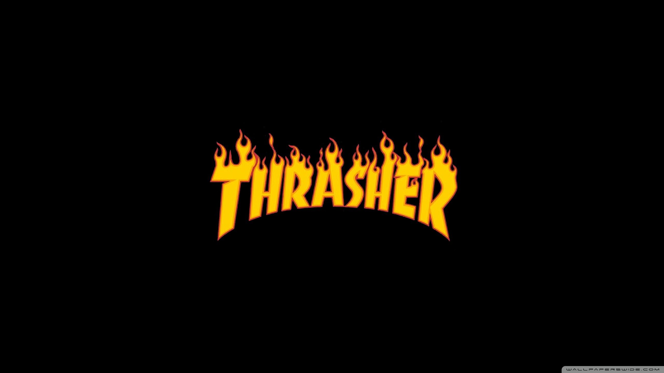 Logo Thrasher fiamme gialle, 2560x1440 1440p, Desktop