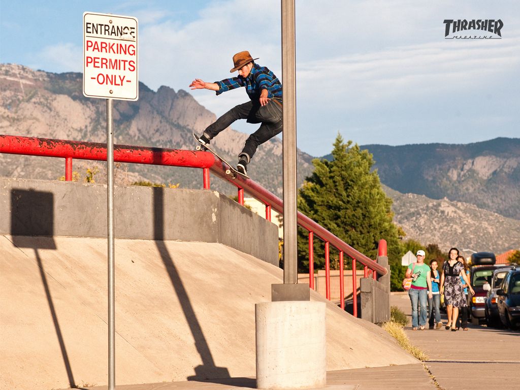 Skateboarder skate rail Thrasher, 1024x768 HD, Desktop