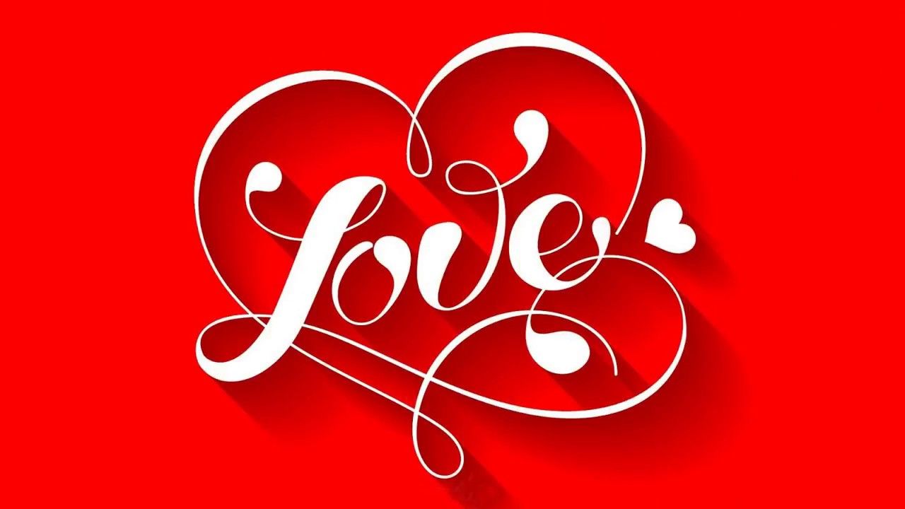 Scritta Love con cuore su rosso, 1280x720 HD, Desktop