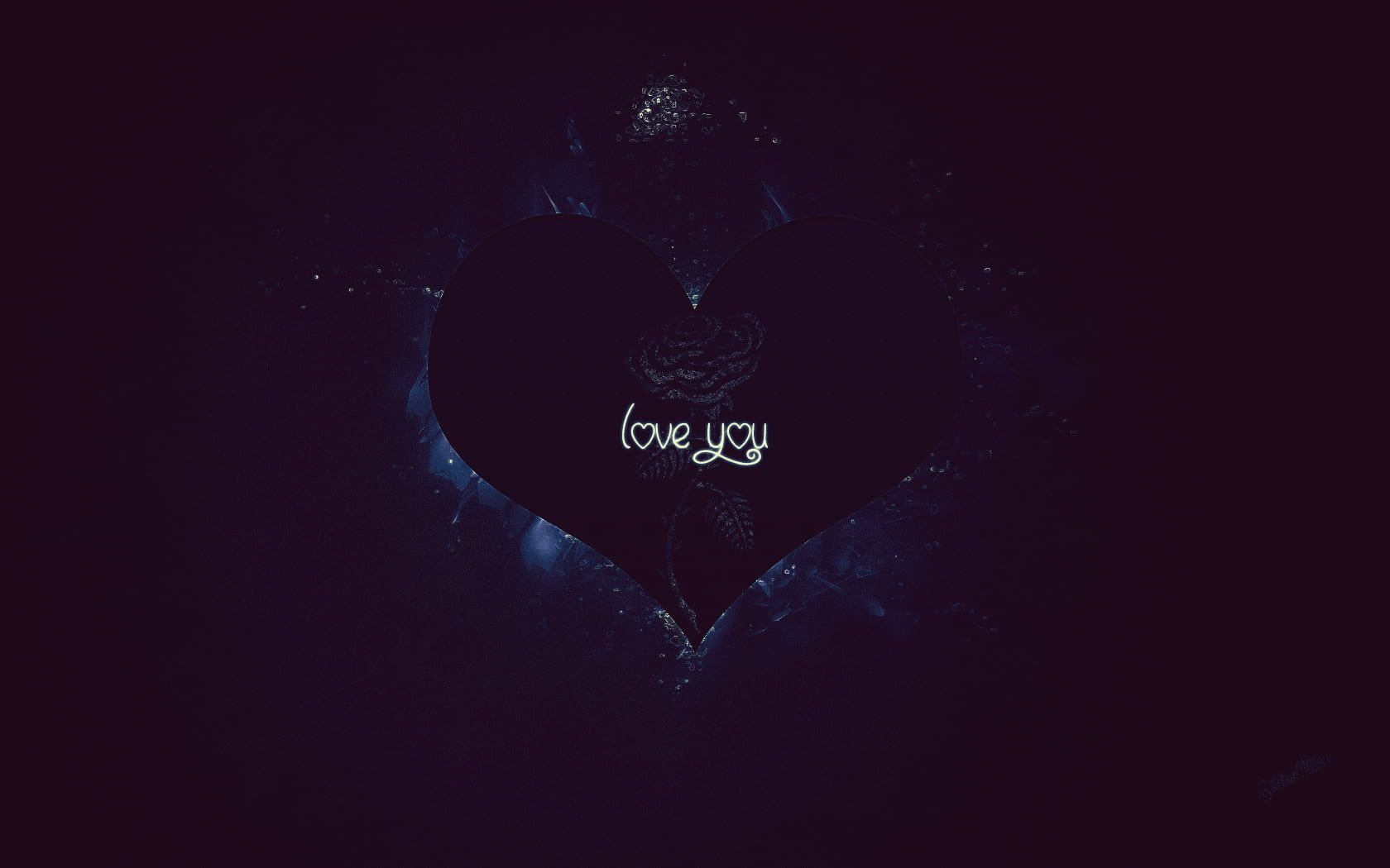 Cuore scuro con scritta love you, 1680x1050 900p, PC