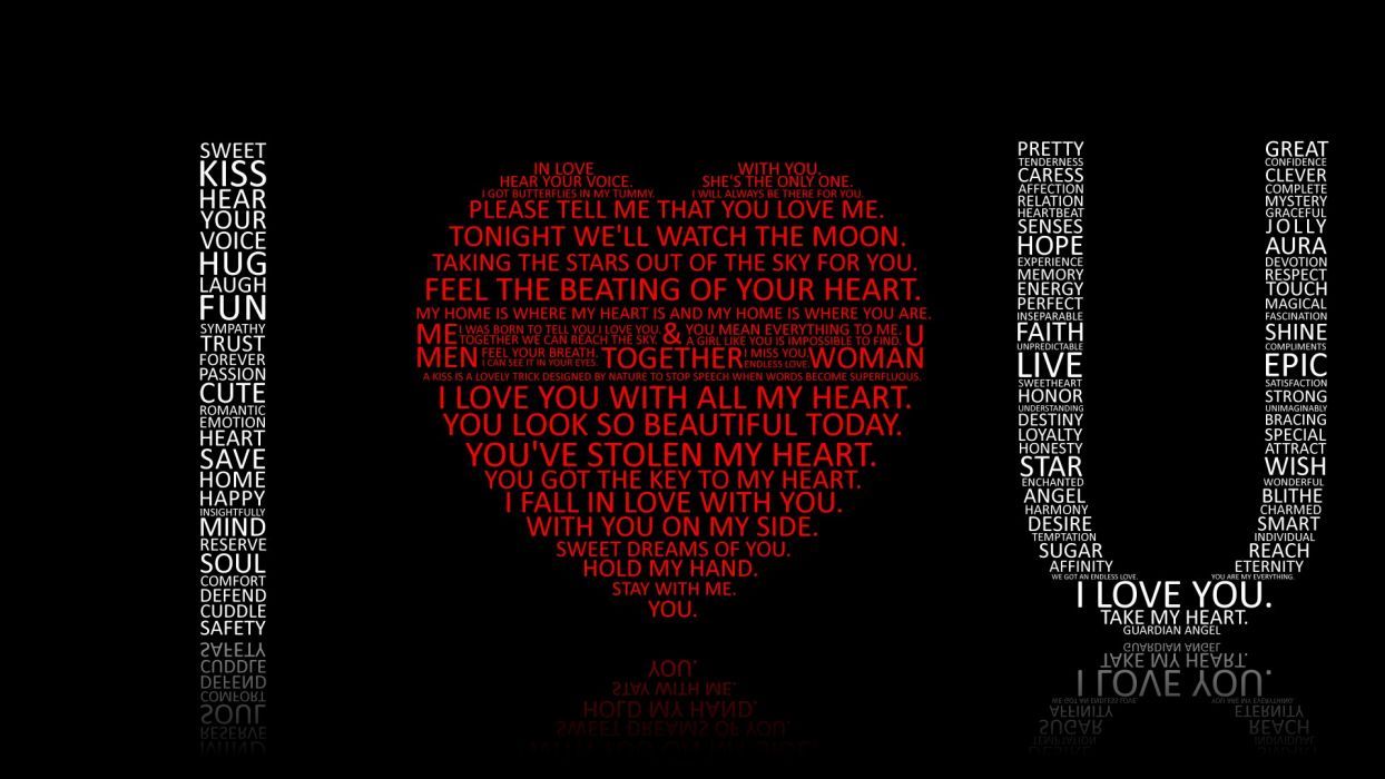 Cuore rosso di testo I love you, 1244x700 HD, PC
