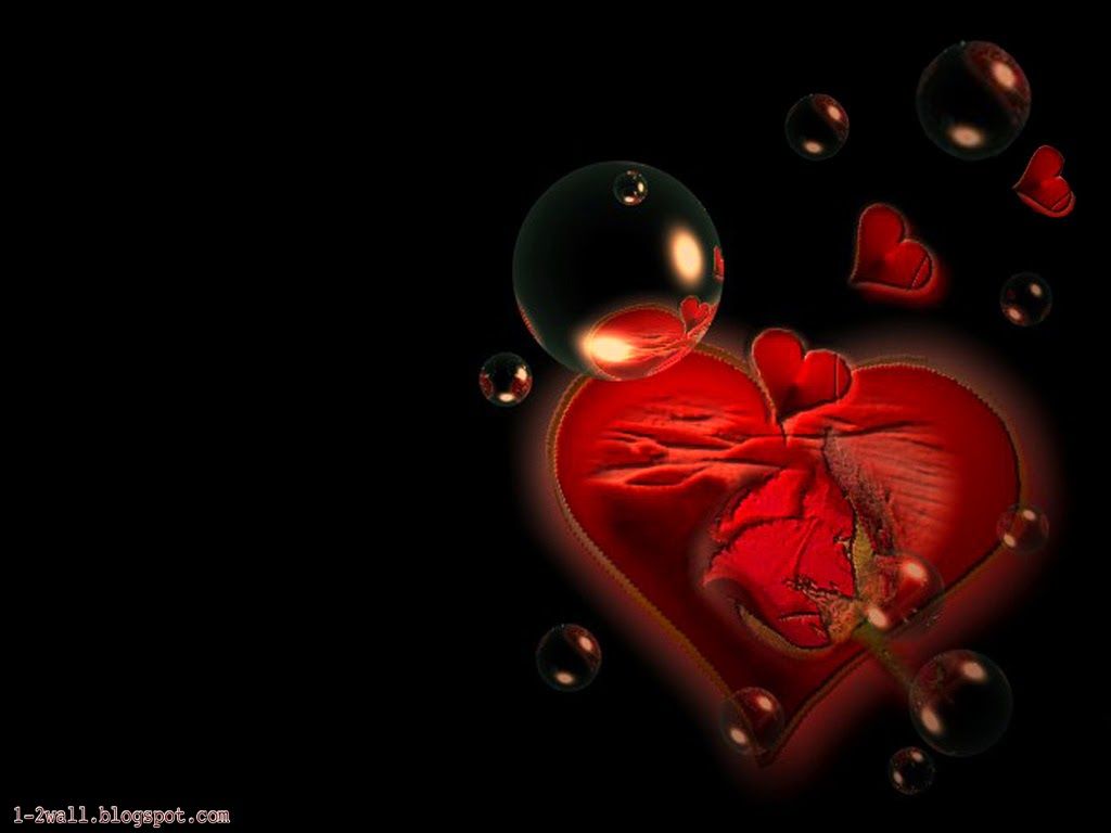 Cuore rosso con bolle nere, 1024x768 HD, iMac