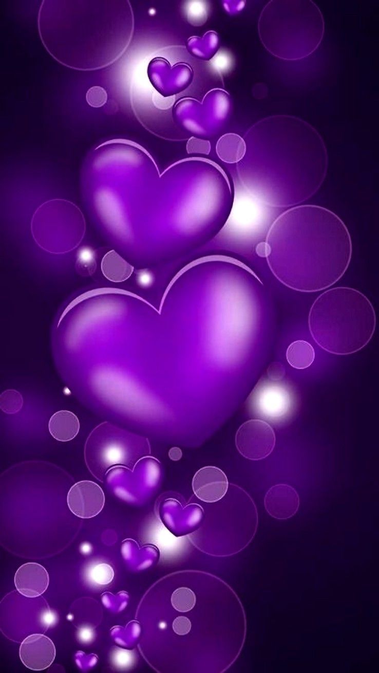 Cuore viola con bolle luminose, 738x1309 Verticale, Mobile